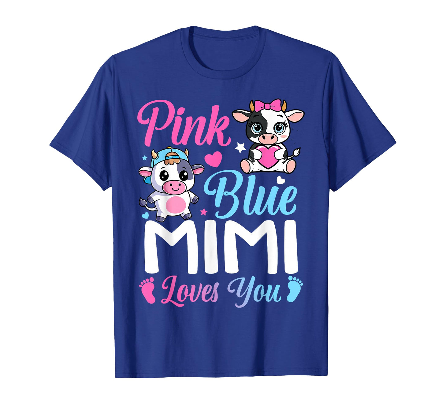 Pink Or Blue Mimi Loves You Cow Gender Reveal Family T-Shirt
