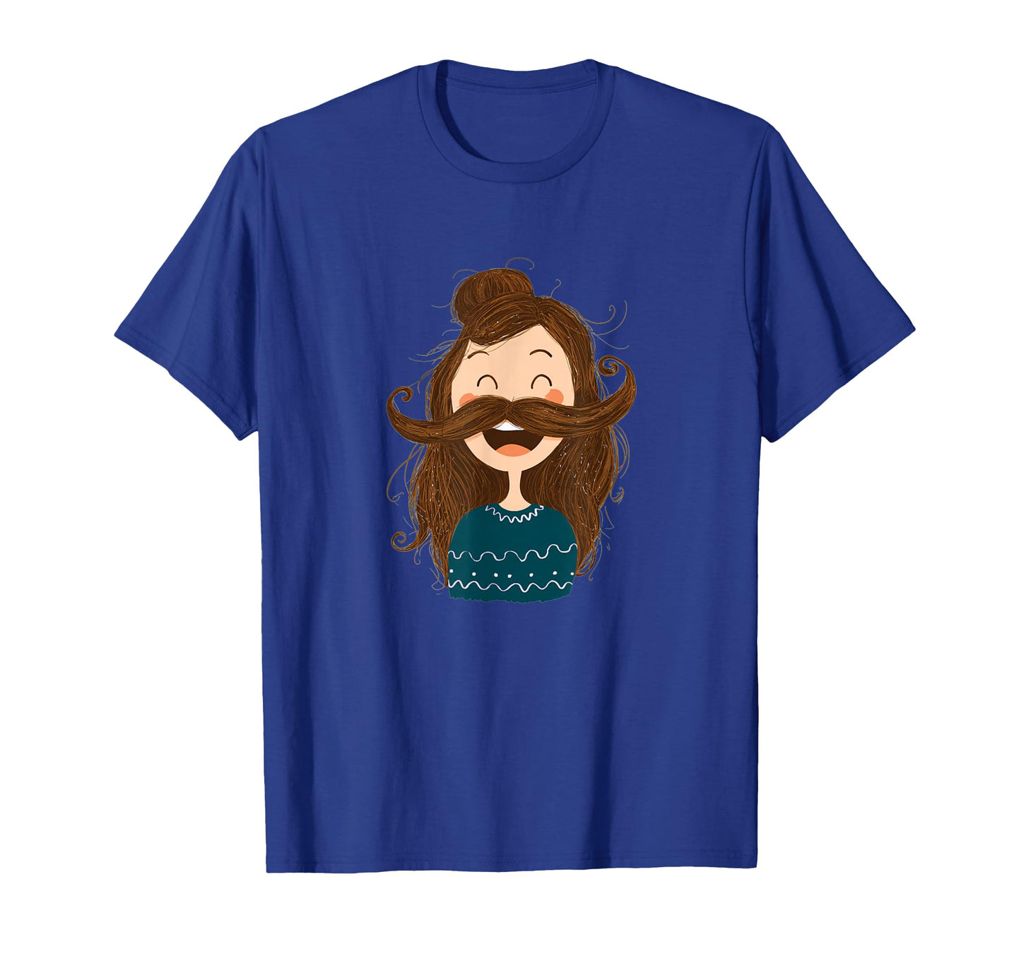 Happy Laughing Girl with Mustache Beard for Adults and Kids T-Shirt