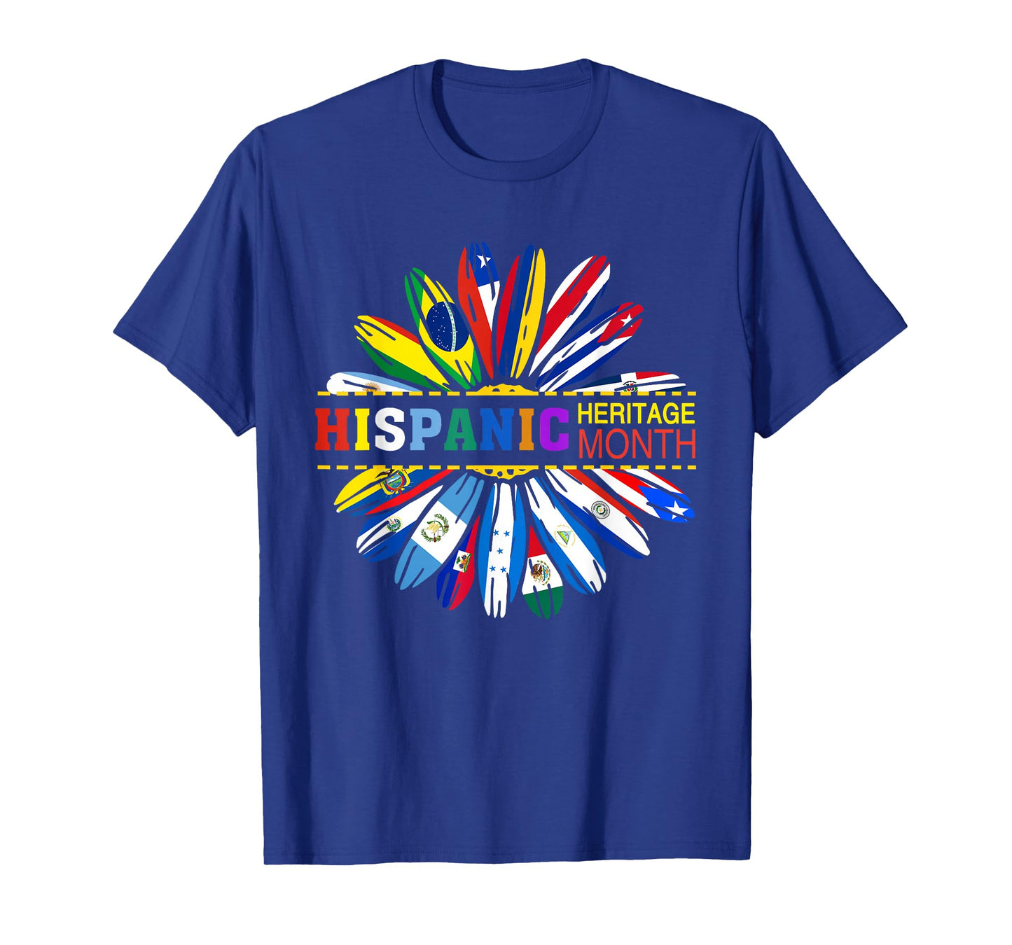 Sunflower Hispanic Heritage Month Latino Countries Flags T-Shirt
