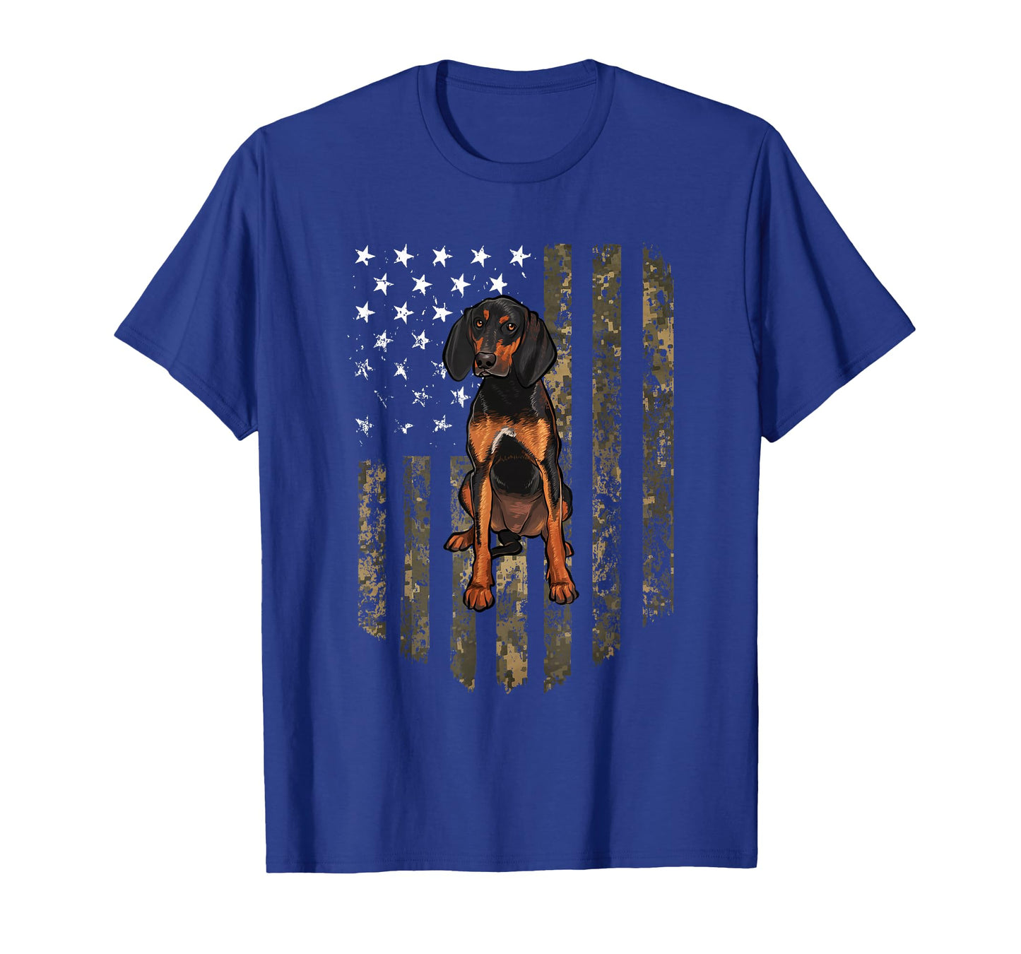 Camo American Flag Black and Tan Coonhound 4th Of July USA T-Shirt