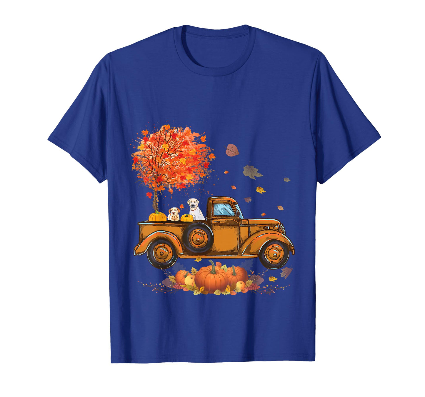 Labrador Retriever Pumpkins Truck Autumn Leaf Fall gifts T-Shirt