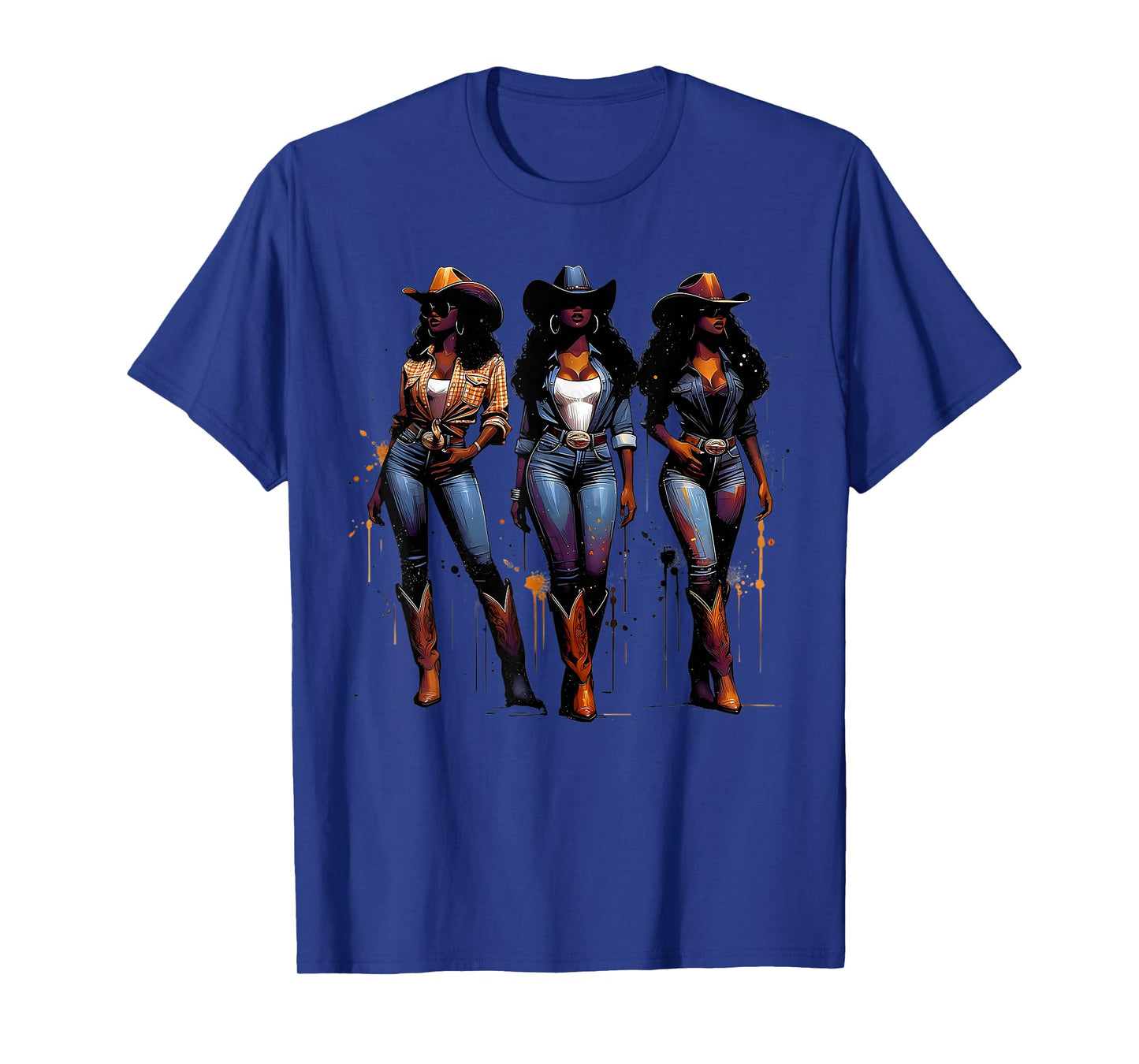 Black Cowgirl Painting Art Western Rodeo Melanin Black Woman T-Shirt