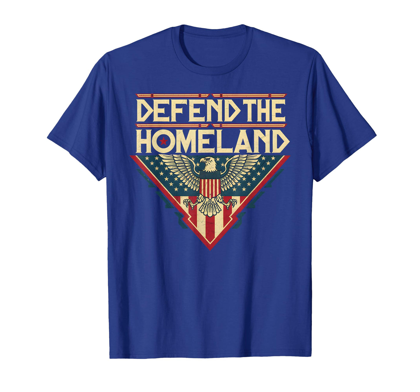 Defend The Homeland - USA Flag Eagle Retro Sci-Fi Design T-Shirt