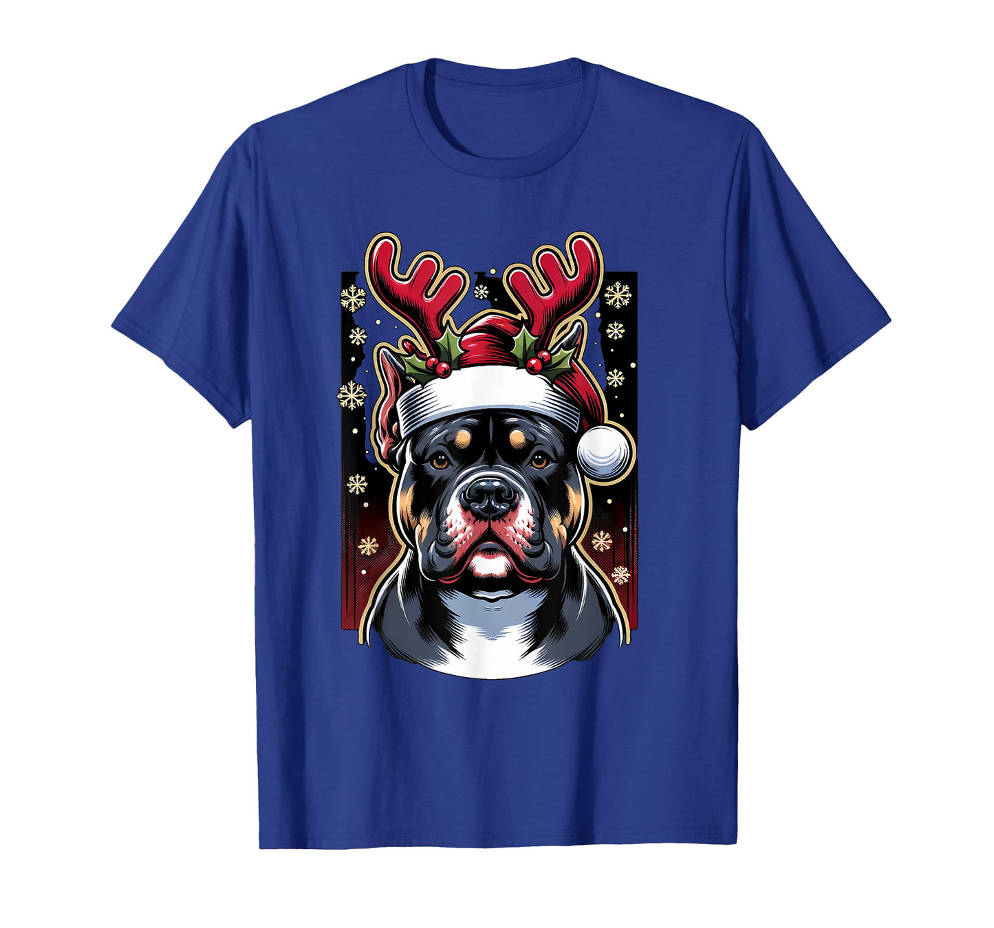 Christmas American Bully Dog Reindeer T-Shirt