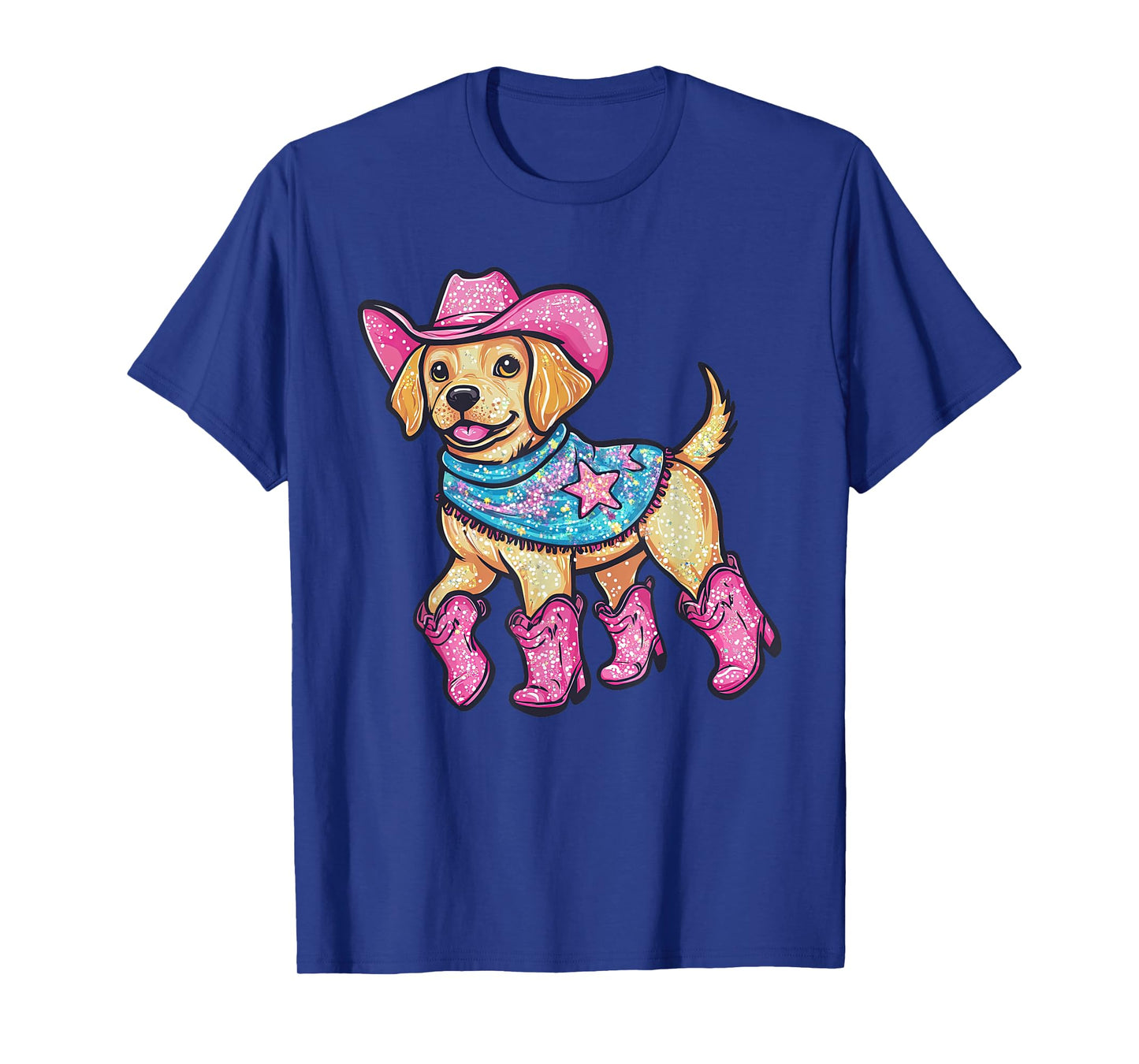 Cute Dog In Pink Cowboy Hat Boots Western Cowgirl Dog Lover T-Shirt