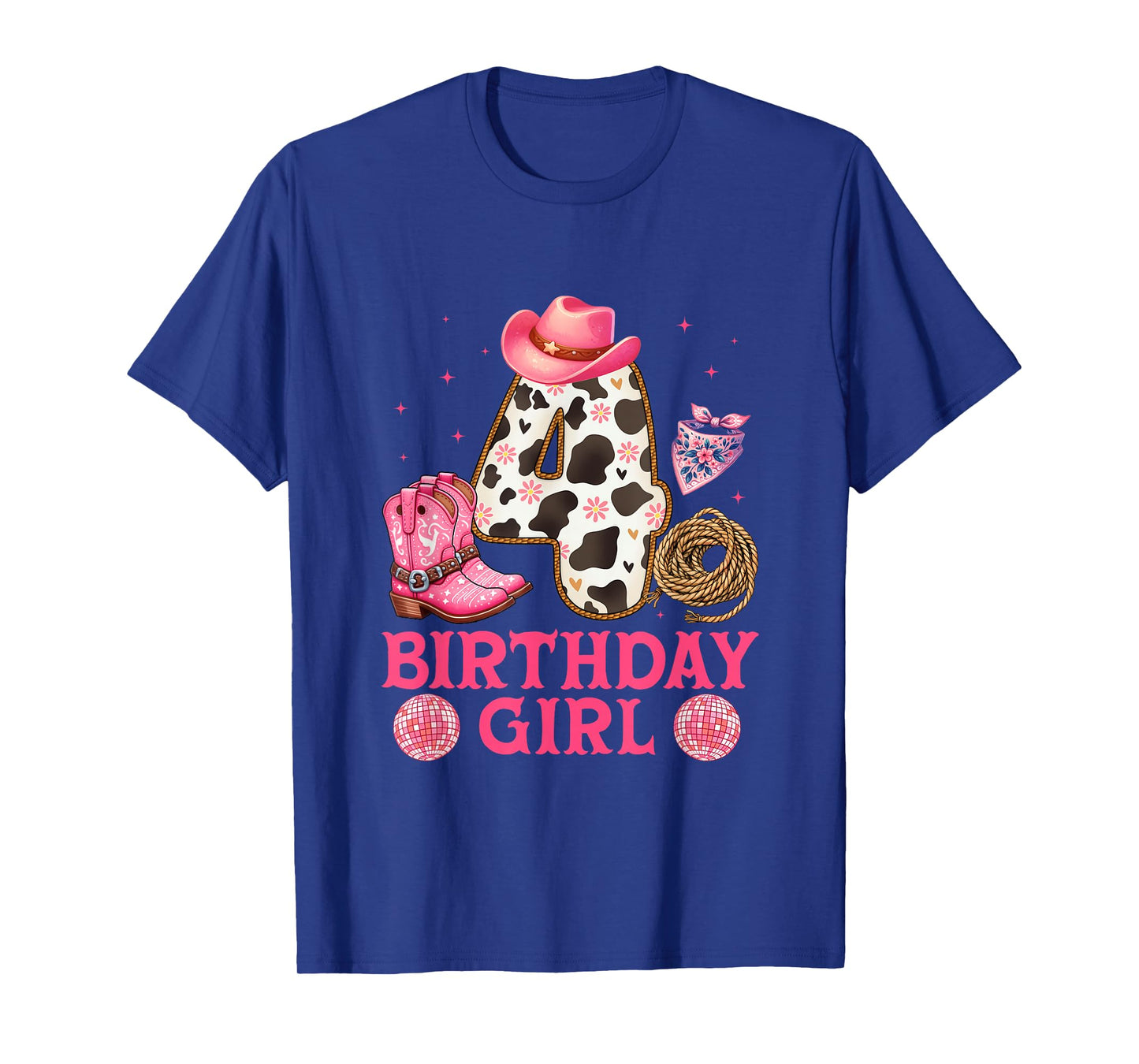 Cowgirl Birthday Girl 4 YearS Old Western 4th birthday girl T-Shirt