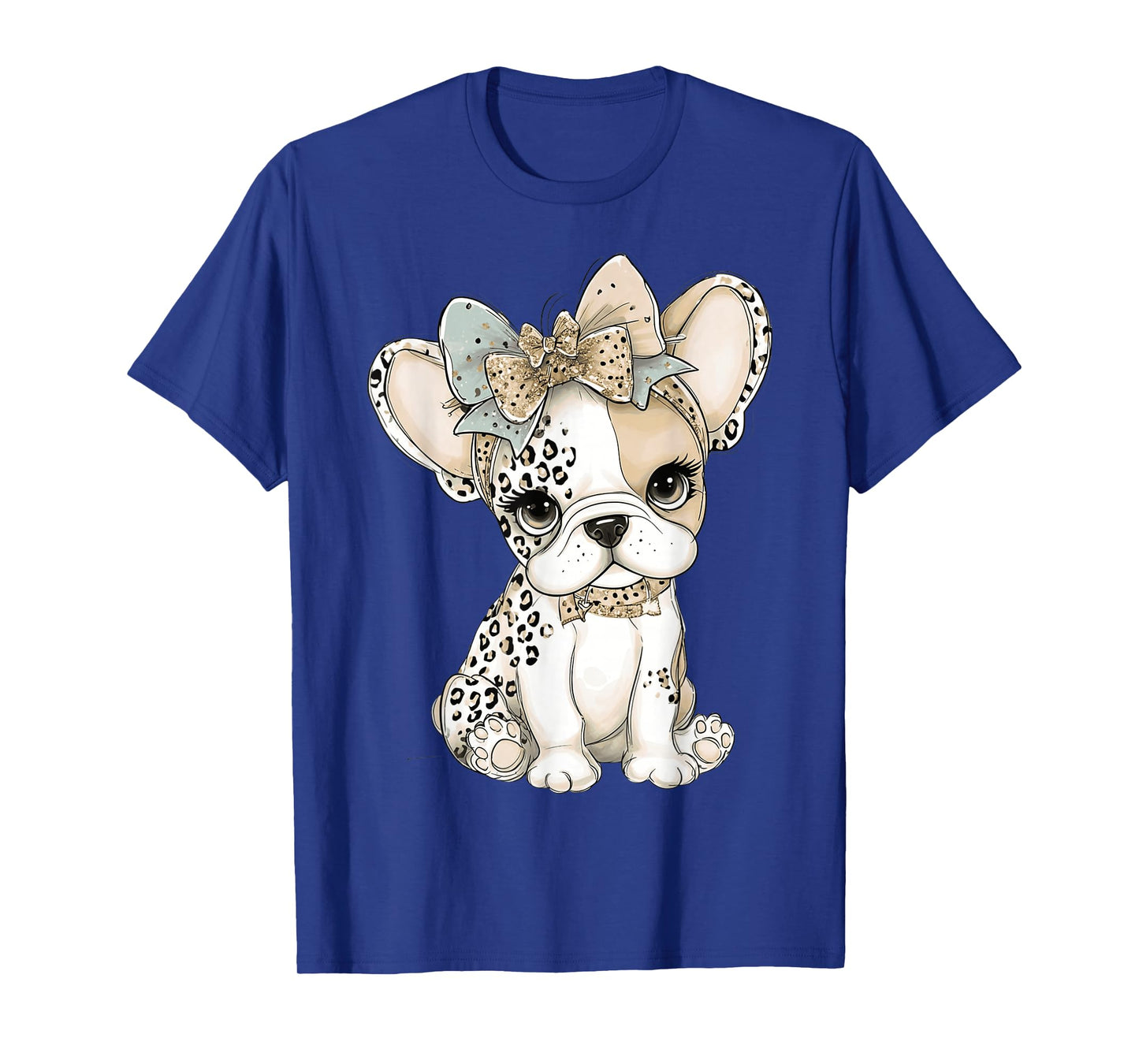 Sassy Adorable French Bulldog in Leopard Bows T-Shirt