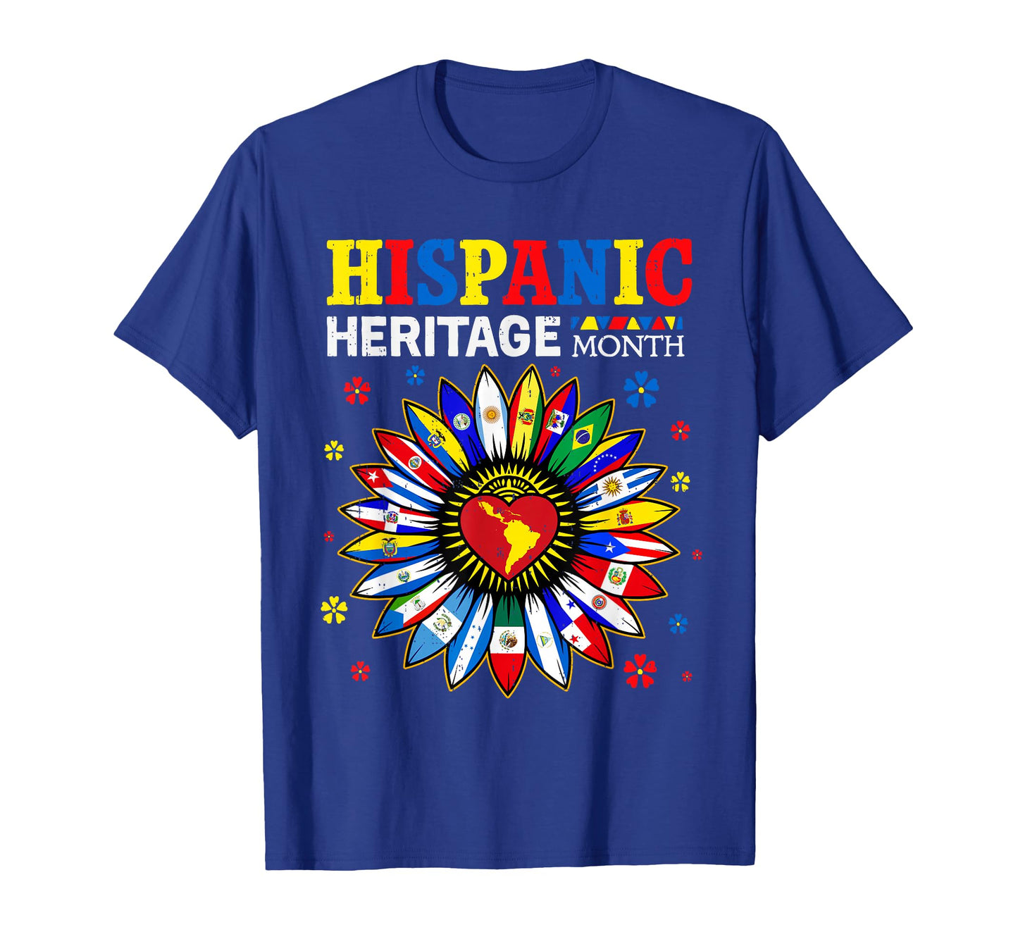 Hispanic Heritage Month Sunflower Latino Countries Flags T-Shirt