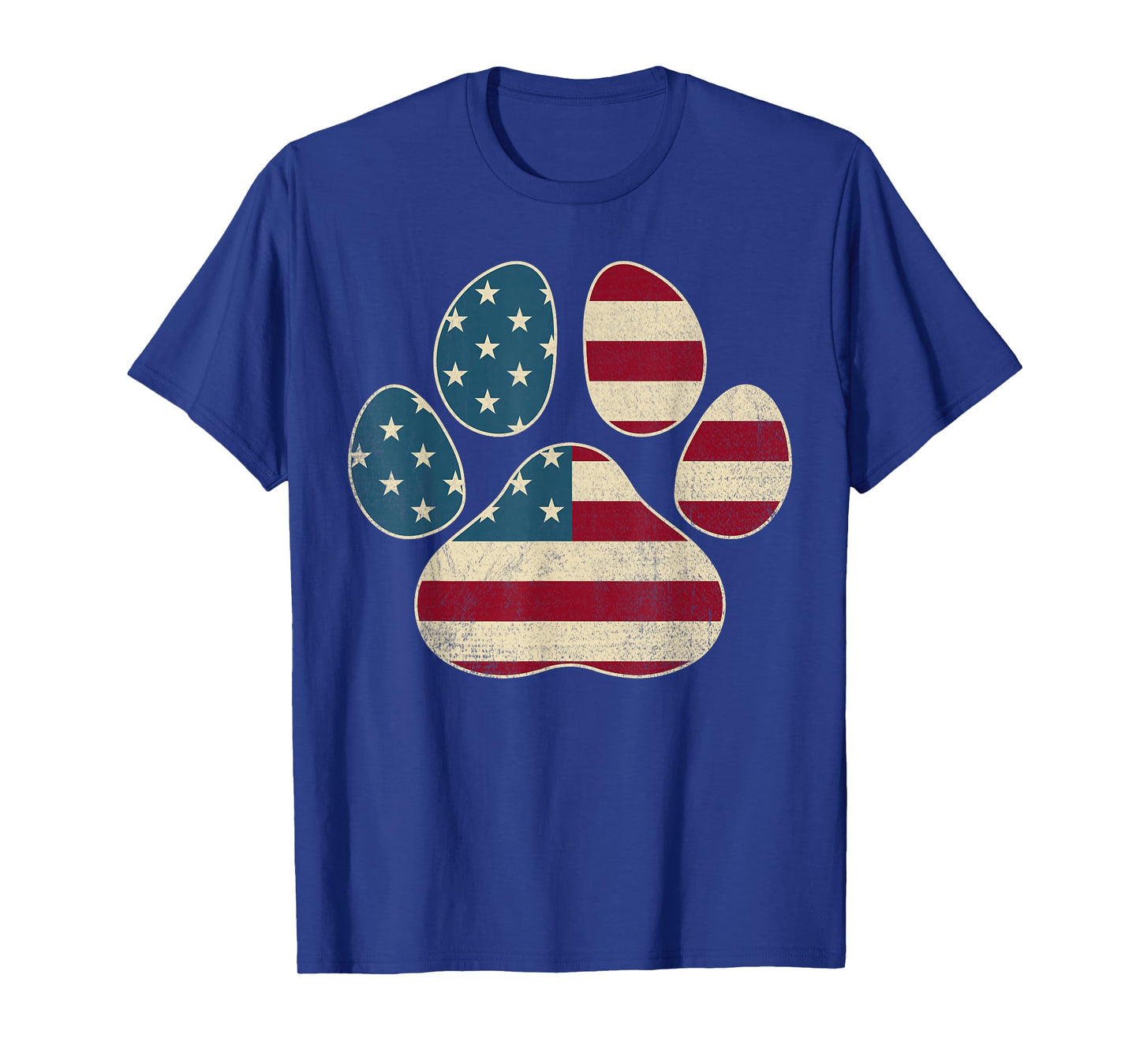 Vintage USA Flag 4th of July Paw Print Patriotic Dog Lover T-Shirt