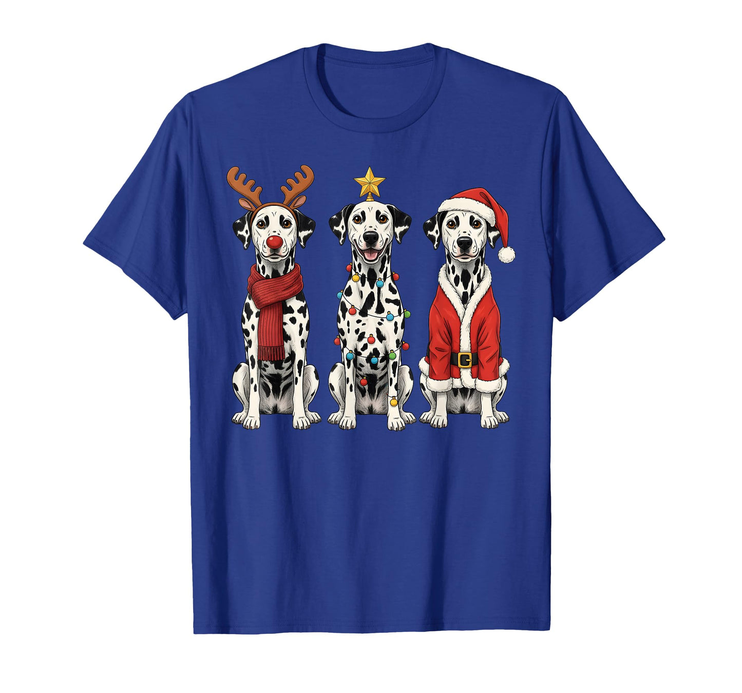 Retro Christmas Dalmatian Santa Reindeer Dog Lover T-Shirt
