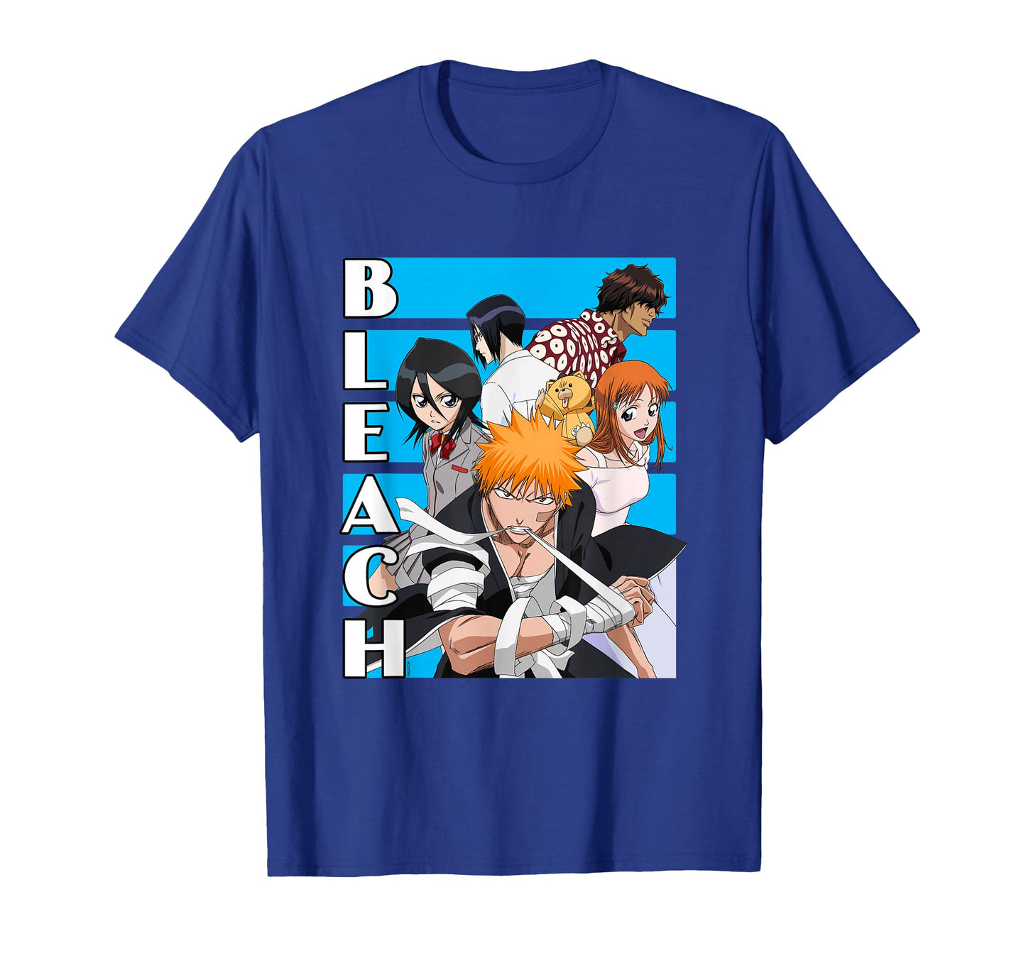 Bleach Characters with Blue Lines and Logo Anime T-Shirt
