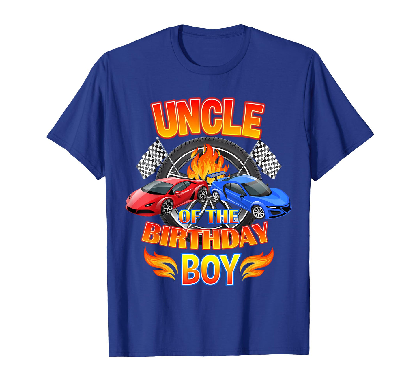Uncle of The Birthday Boy Fire Race Supercar Party Black T-Shirt