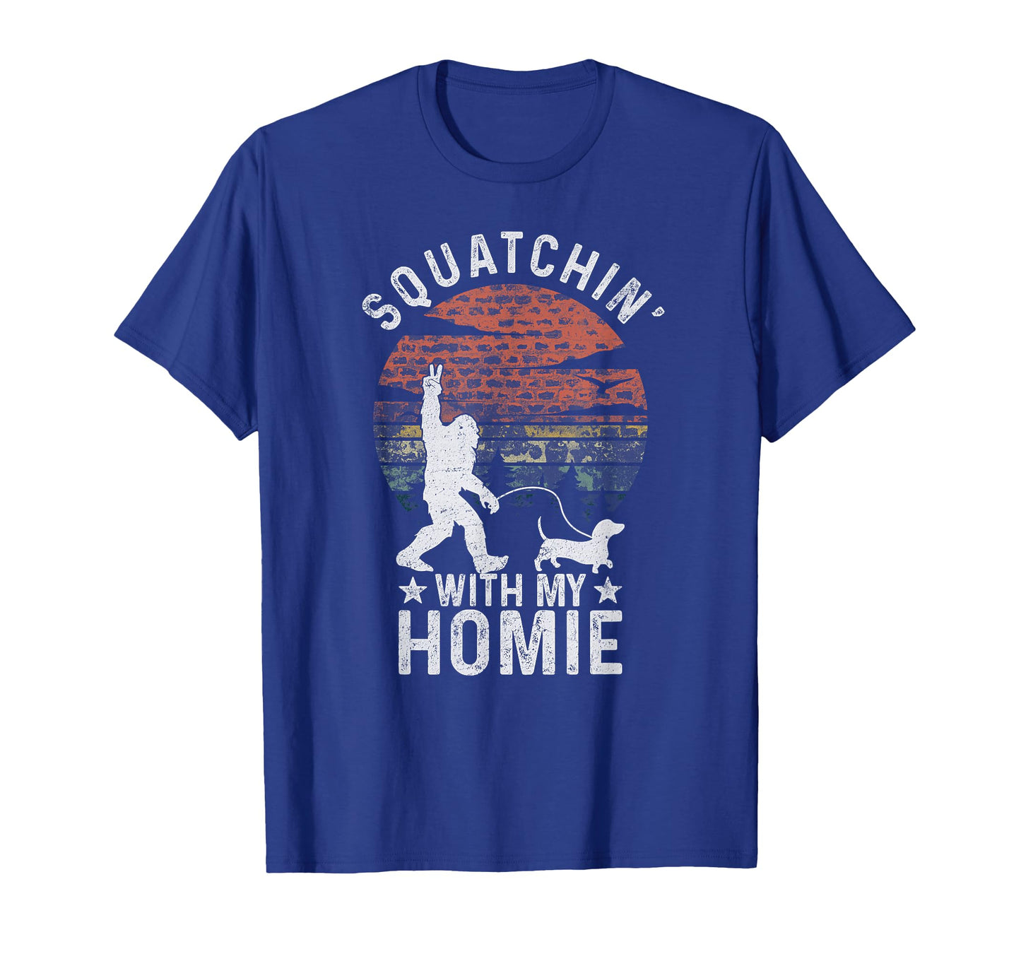 Funny Bigfoot Walking Weiner Dog Clothing Bigfoot Walking Dachshund Tee Sasquatch Wiener Dog Lover T-Shirt