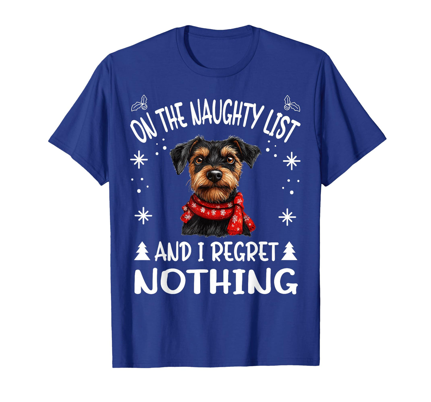 Cute Jagdterrier Dog Christmas On The Naughty List and I T-Shirt for Men Women