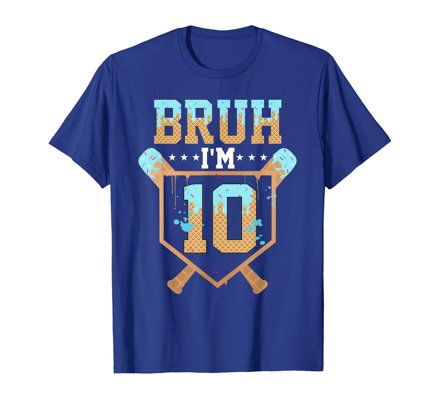 Bruh 10th Birthday Boy Baseball Ice Cream Drip 10 Year Old T-Shirt