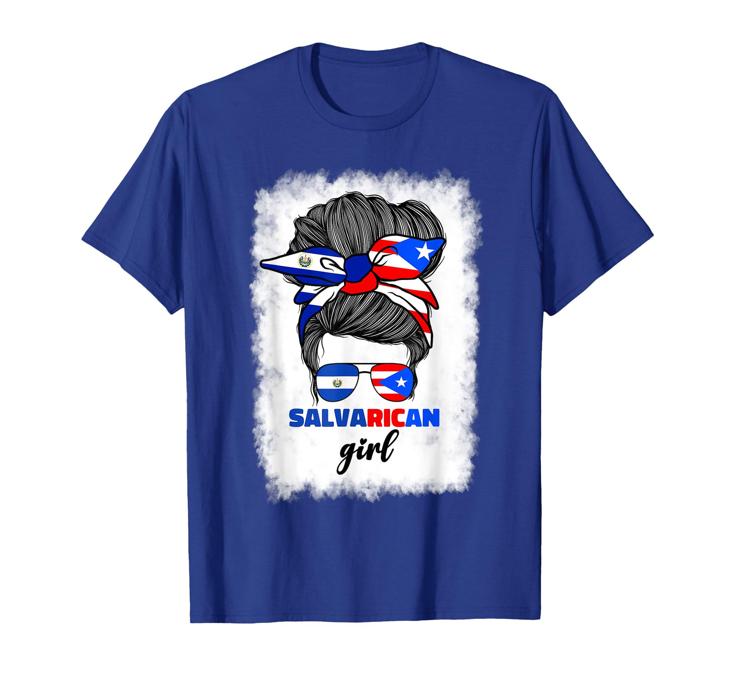 Half Salvadorian And Puerto Rican Rico El Salvador Flag Gril T-Shirt