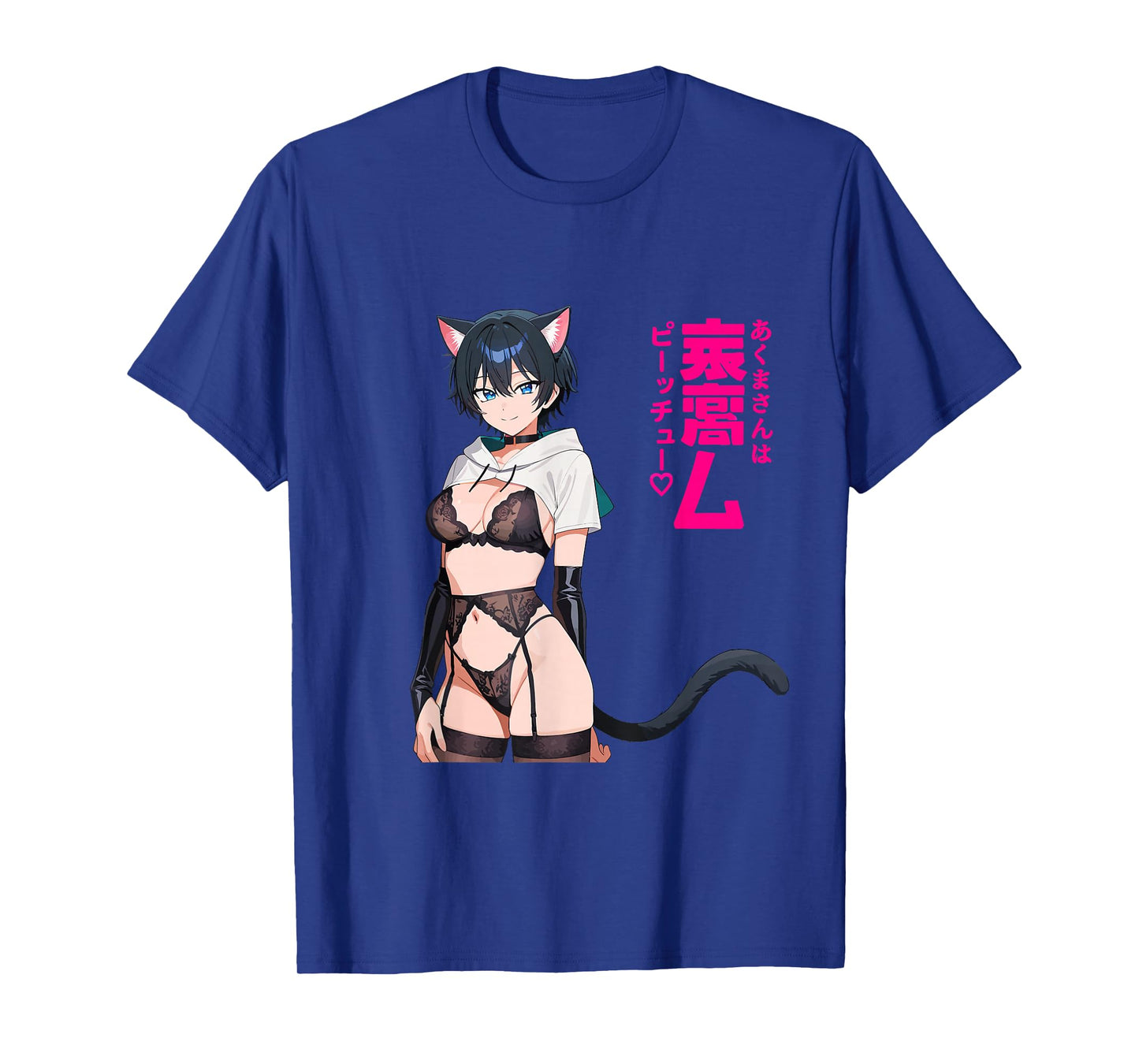 Sexy Waifu Anime Girl Cat Kitten Ears Lingerie Japanese Art T-Shirt