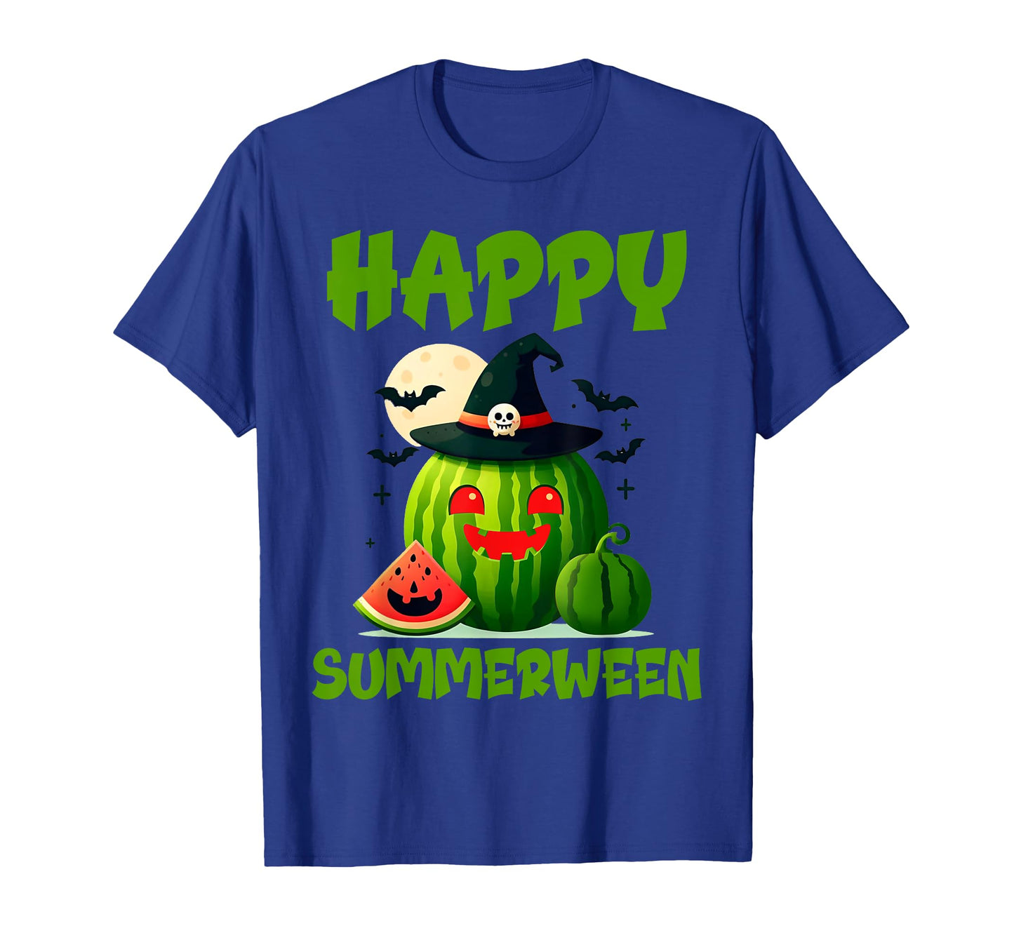 Happy Summerween Summer Watermelon Jack-o-lantern Halloween T-Shirt for Men Women