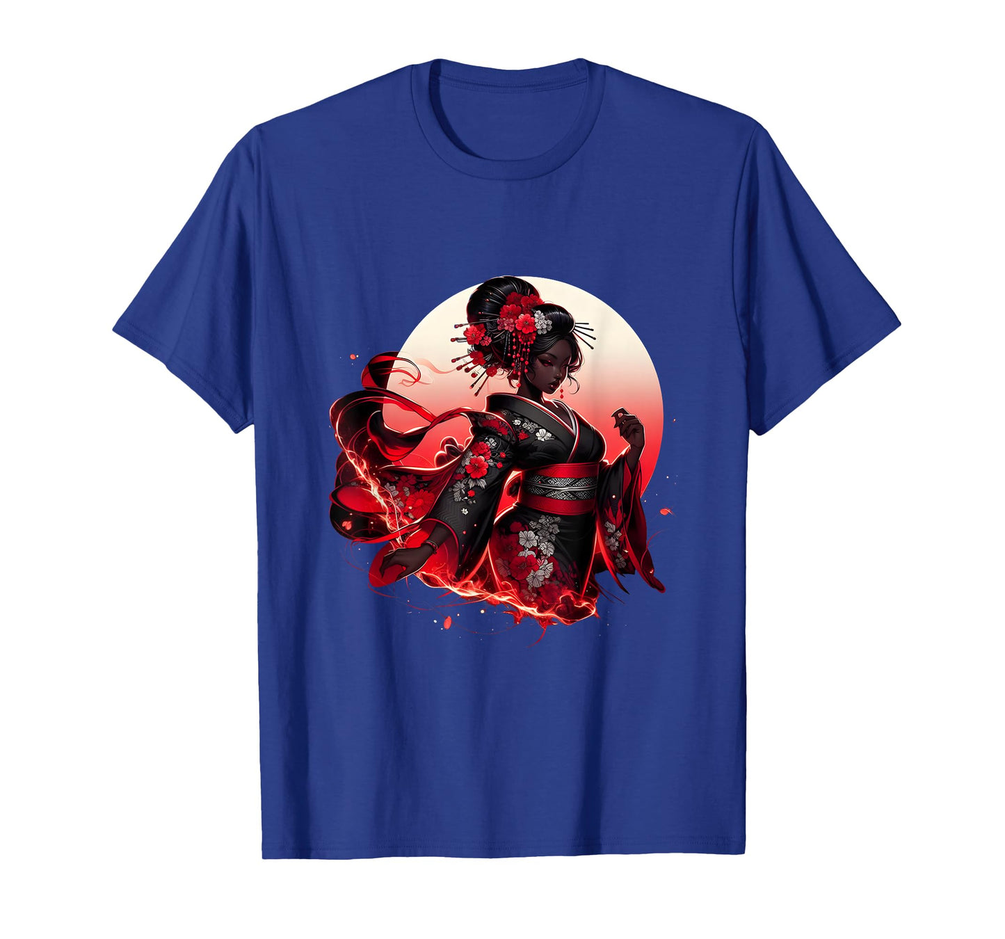 Black Woman Black Cat Women Japanese Anime Samurai Girl T-Shirt