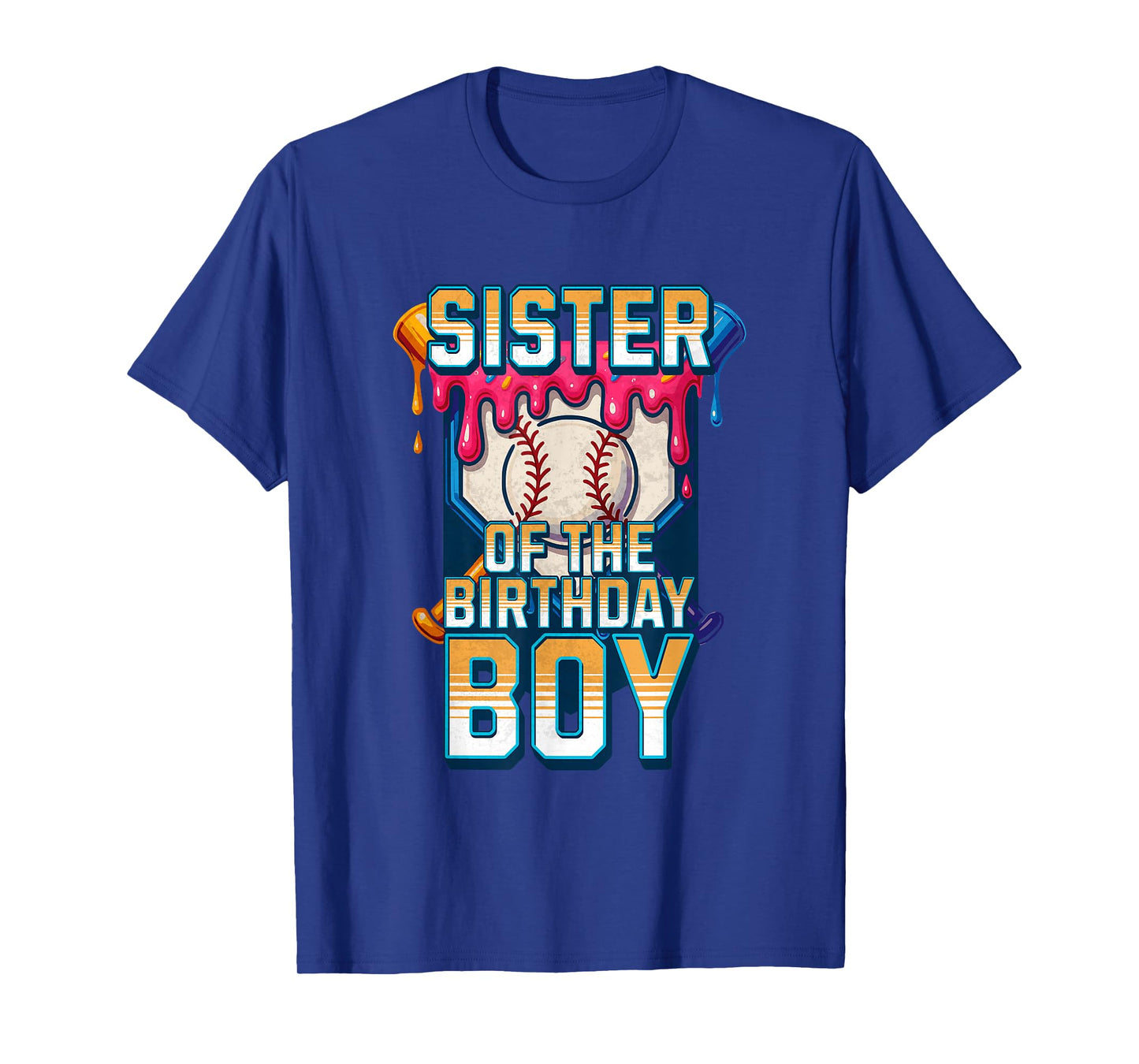 Sister Of The Birthday Boy Baseball Ice Cream Drip Matching T-Shirt