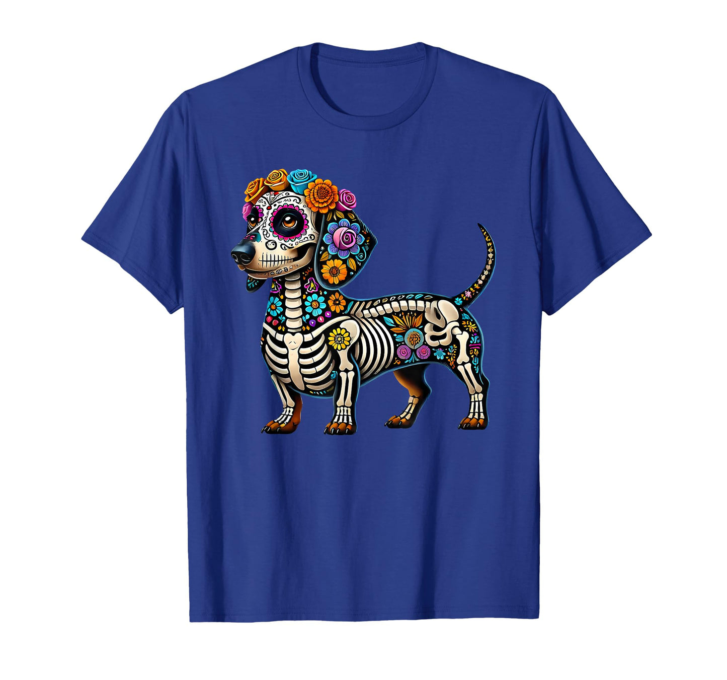 Mexican Sugar Skull Dachshund Dog Dia de Muertos Halloween T-Shirt