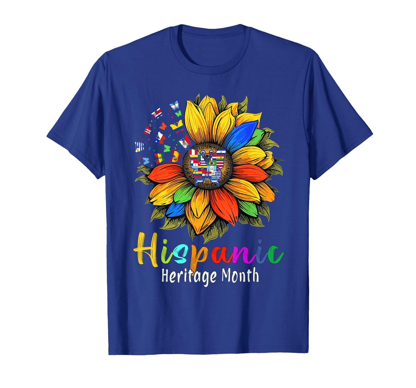 Sunflower Latin Countries Flags Hispanic Heritage Month T-Shirt
