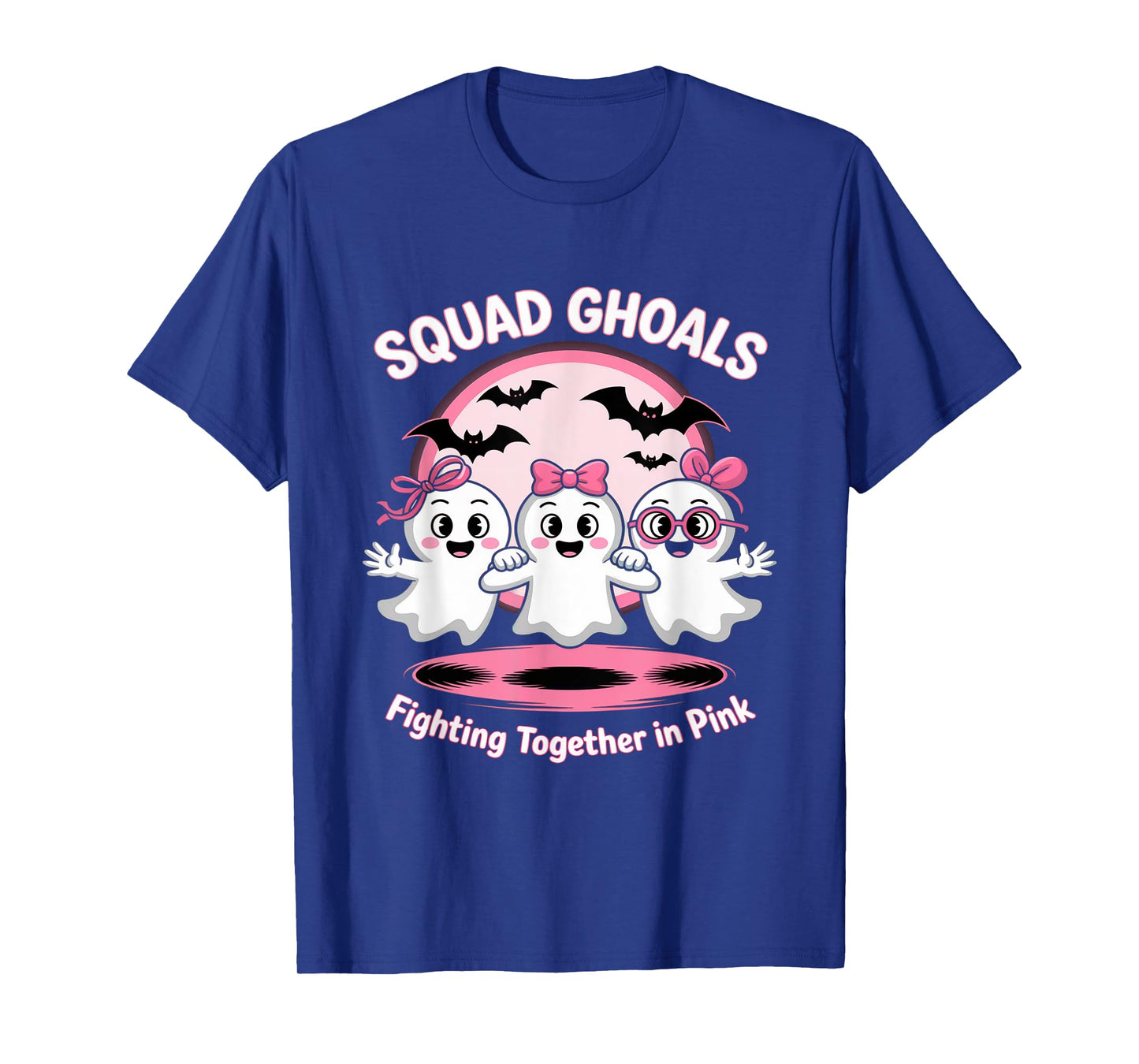 Cute Ghost Squad Halloween Fighting Together in Pink T-Shirt