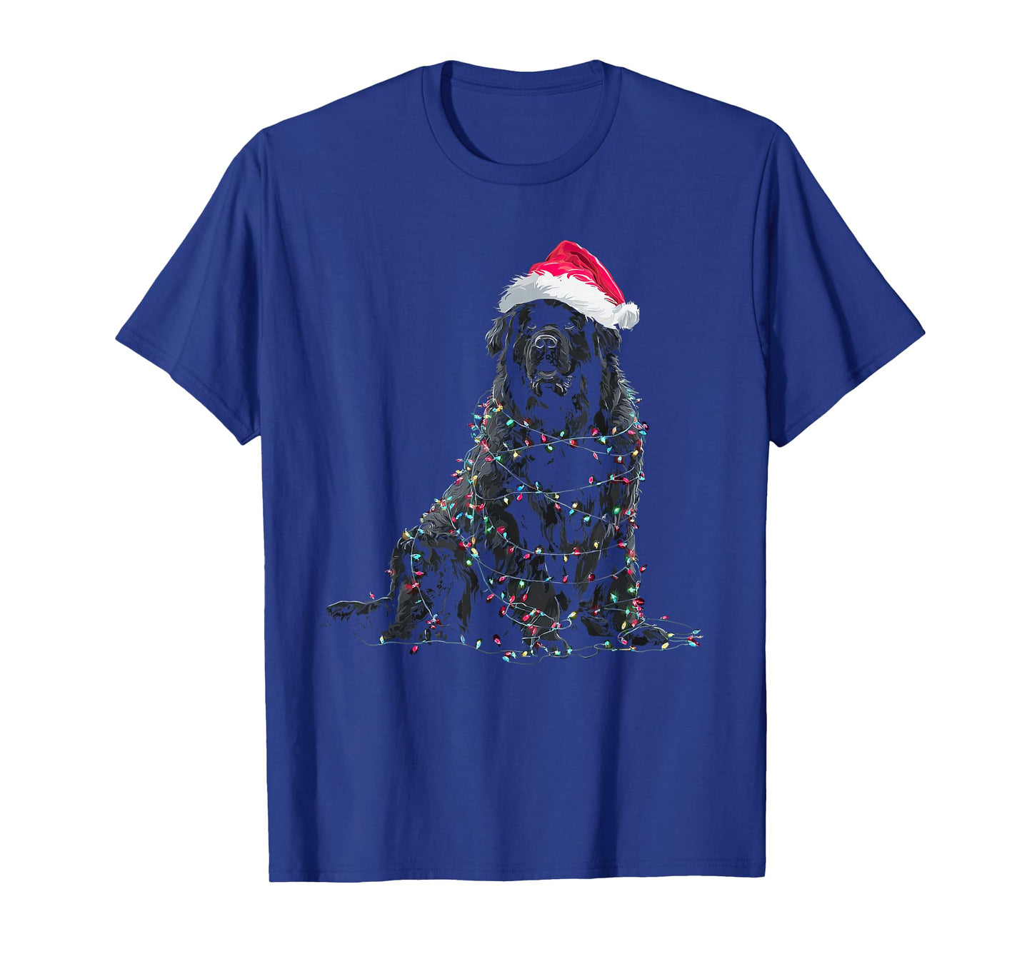 Funny Newfoundland Christmas Graphic Dog Lights Lover Newfie T-Shirt