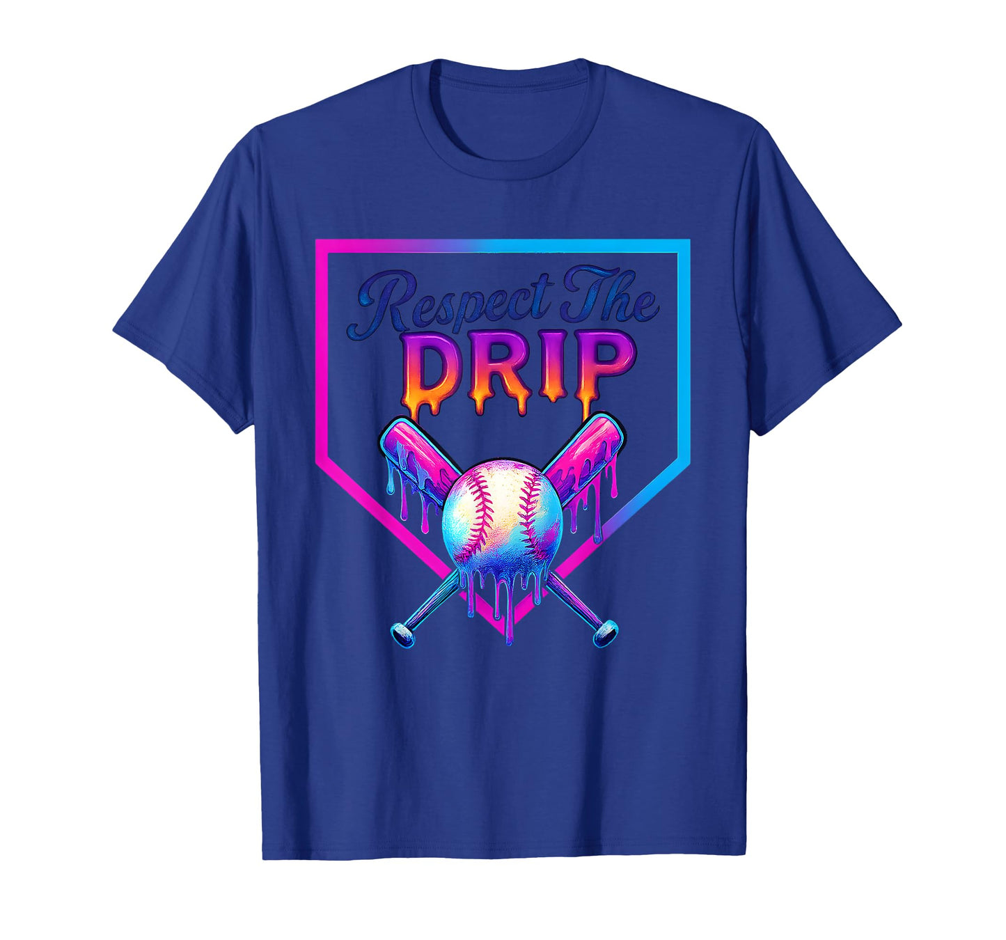 Baseball Home Plate Respect The Drip Ice Cream Drip T-Shirt