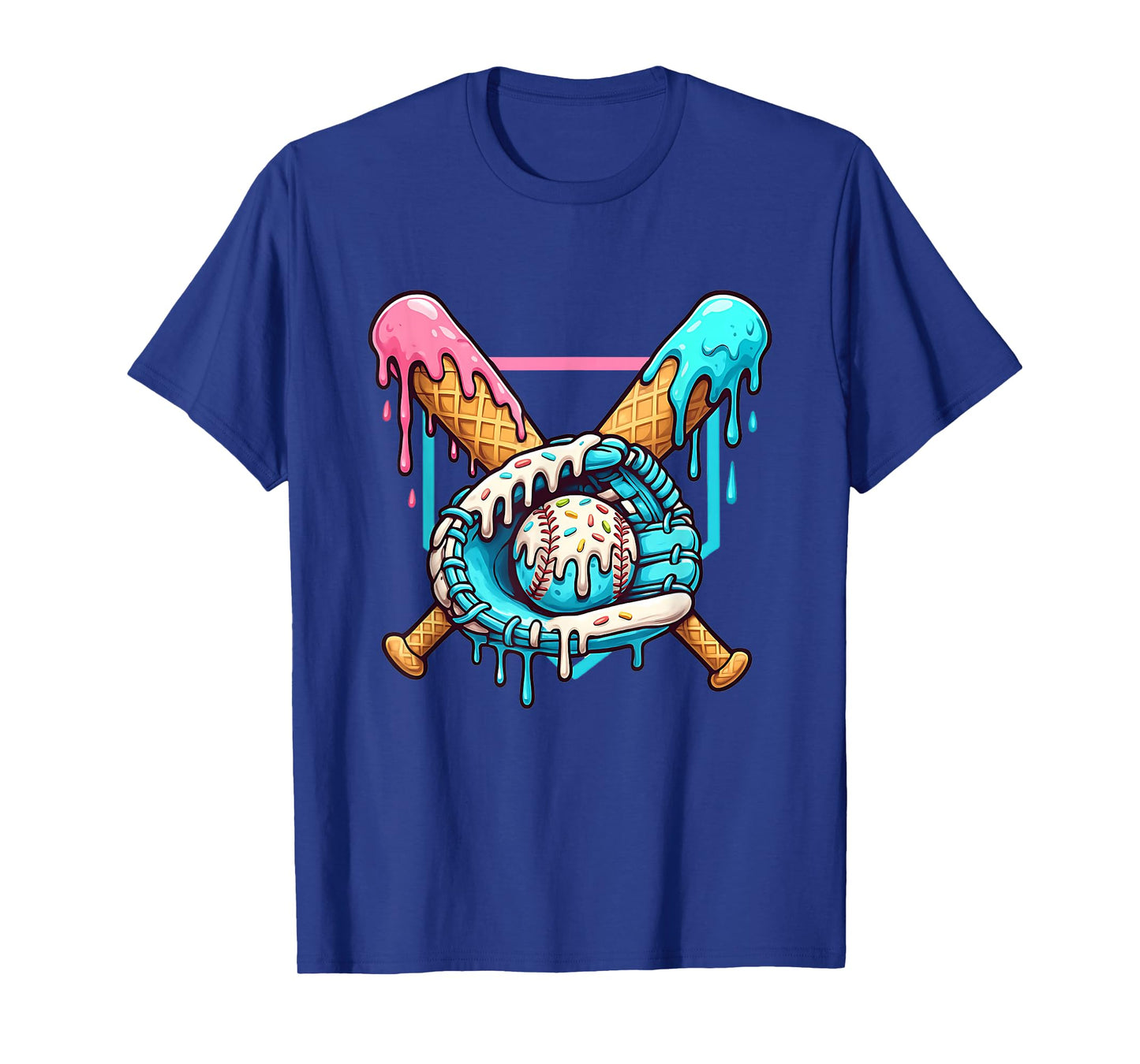 Dripping Ice Cream Baseball Glove – Funny Sprinkles Design T-Shirt