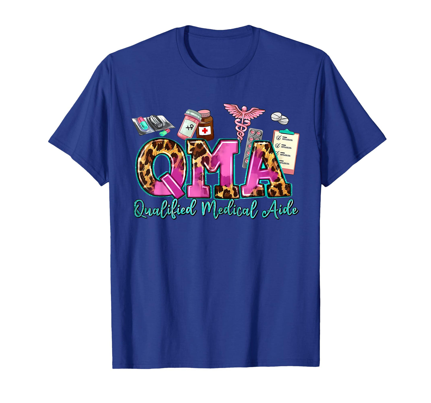 QMA Leopard Western Qualified Medication Aide Graduation T-Shirt
