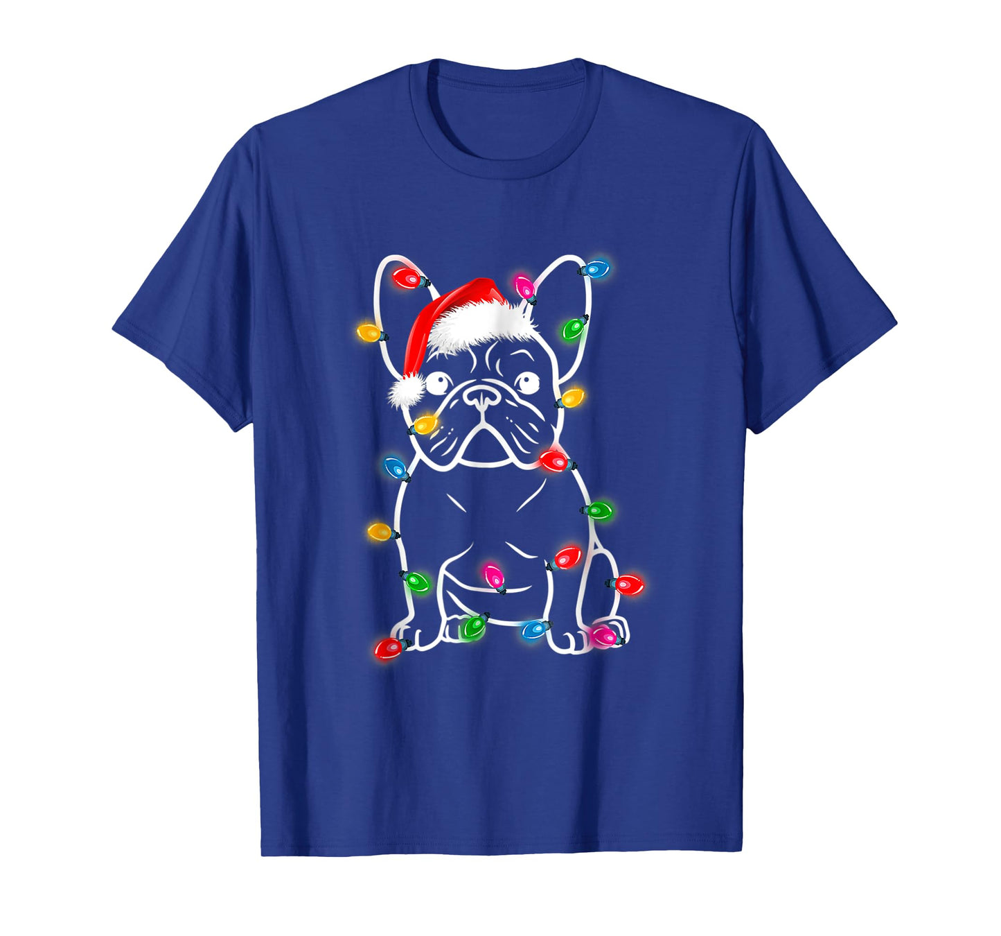 Funny French Bulldog Dog Tree Christmas Lights Xmas T-Shirt for Men Women Kids
