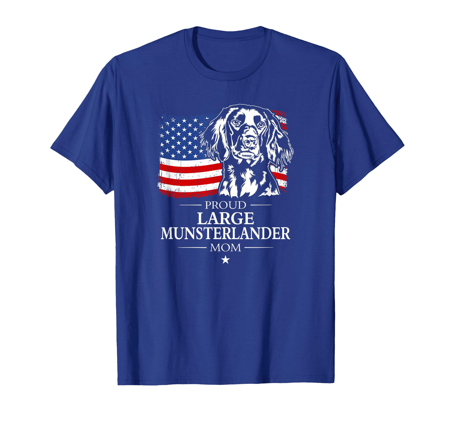 Proud Large Munsterlander Mom American US Flag Patriotic Dog T-Shirt