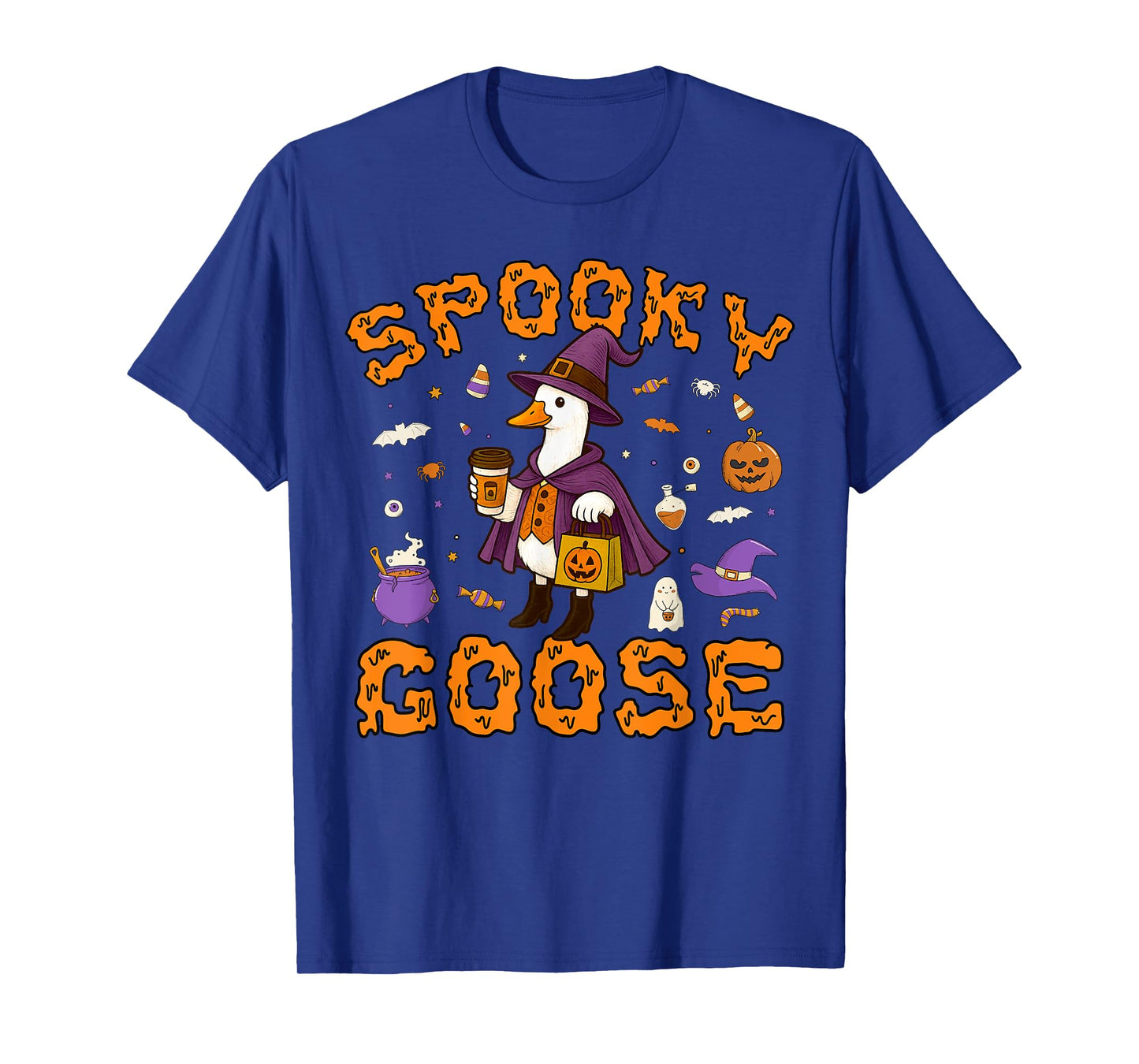 Spooky Goose Funny Coffee Halloween Witch Women Girls Kids T-Shirt