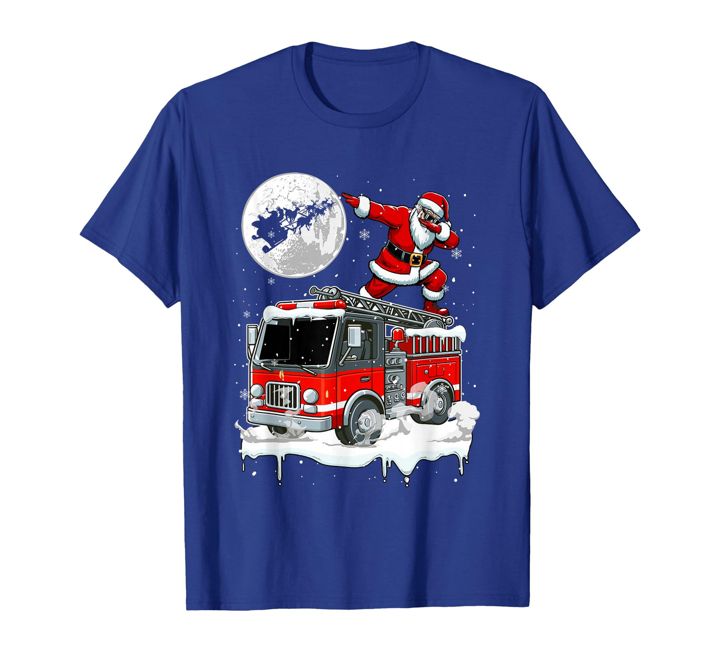 Santa Dabbing On Fire Truck Christmas Driver Lover Kids T-Shirt