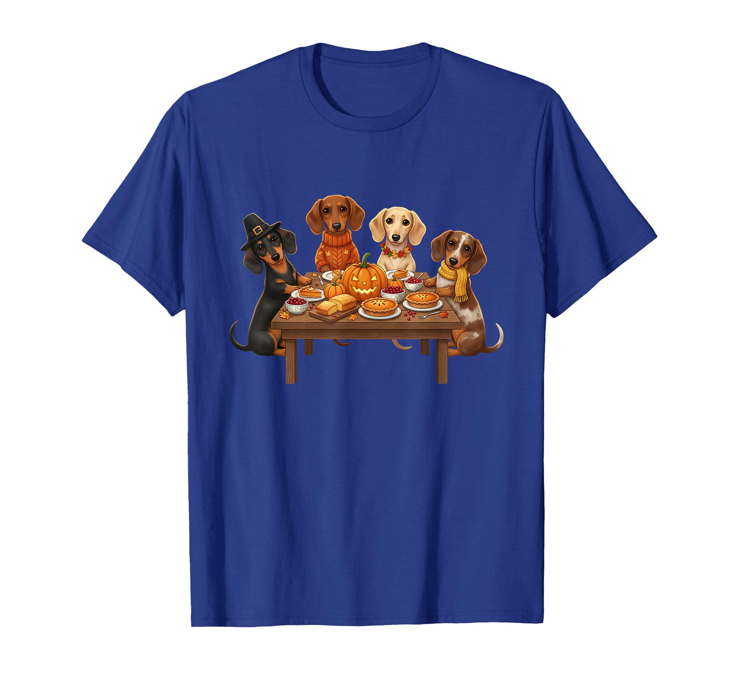 Thanksgiving Dachshund Dogs Dinner Feast Fall Men Women T-Shirt