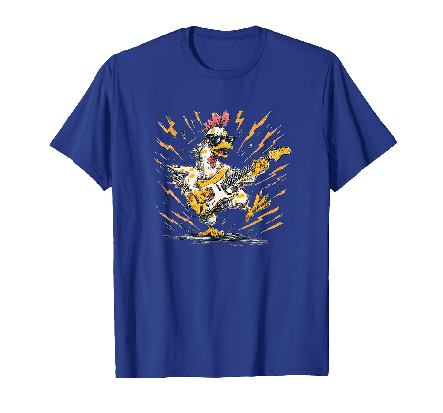 Rocking Electric Guitar Chicken with Cool Sunglasses T-Shirt