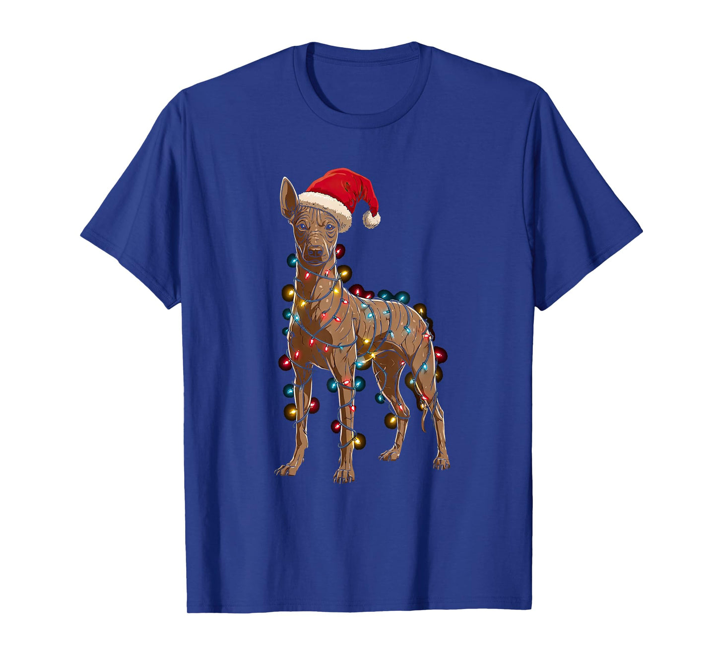 Funny Xoloitzcuintli Christmas Graphic Dog Lights Lover Xolo T-Shirt