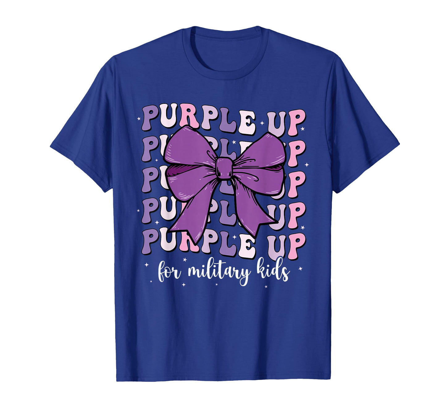 Purple Up For Military Kids Girl Coquette Bow Military Child T-Shirt