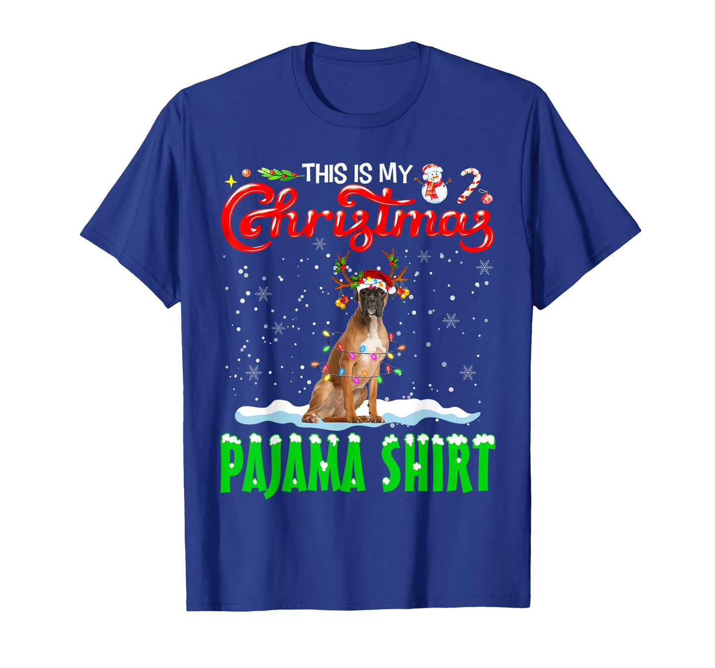 This Is My Christmas Pajama Shirt Boxer Christmas Dog T-Shirt