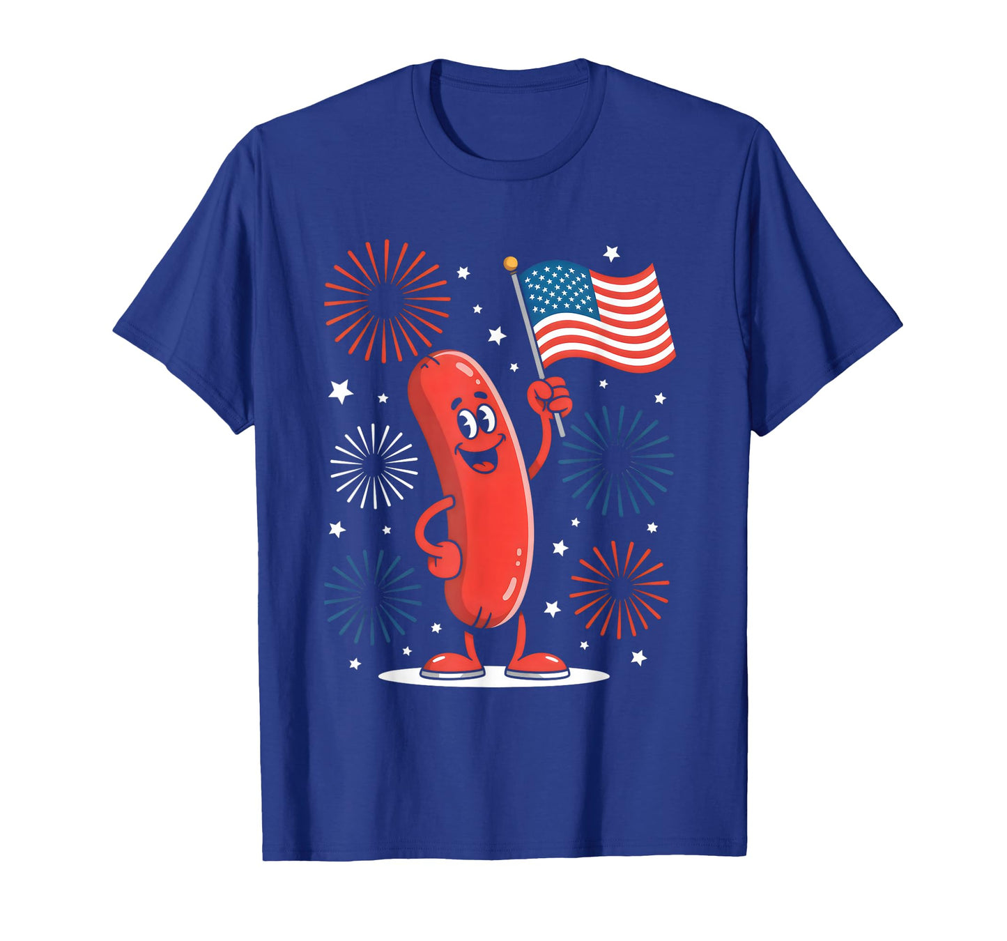 Patriotic Kawaii Sausage Independence Day 4th of July Foodie T-Shirt