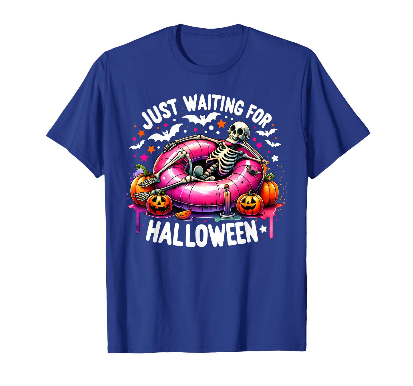 Summer Skeleton Jack O Lantern Just Waiting For Halloween Men Women Kids T-Shirt