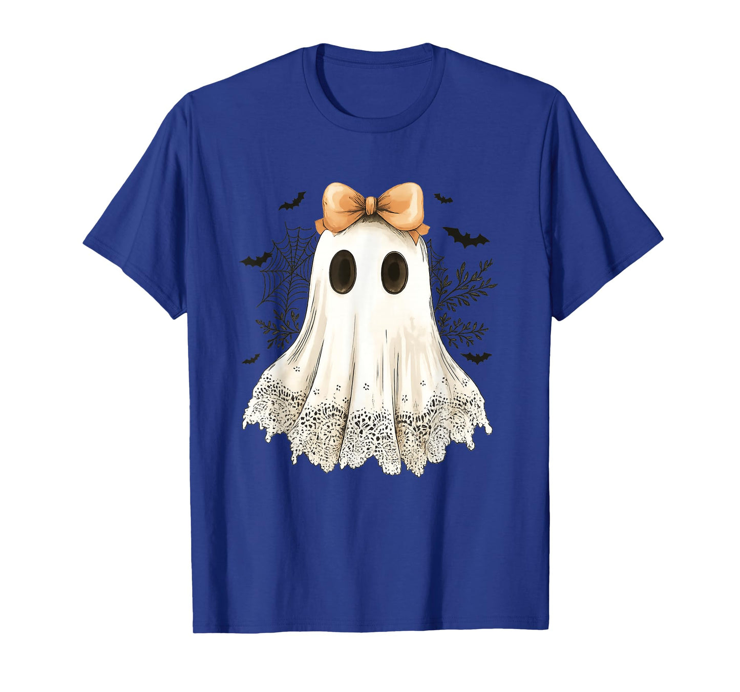 Cute Halloween Ghost With Bow Lace Spooky Style T-Shirt