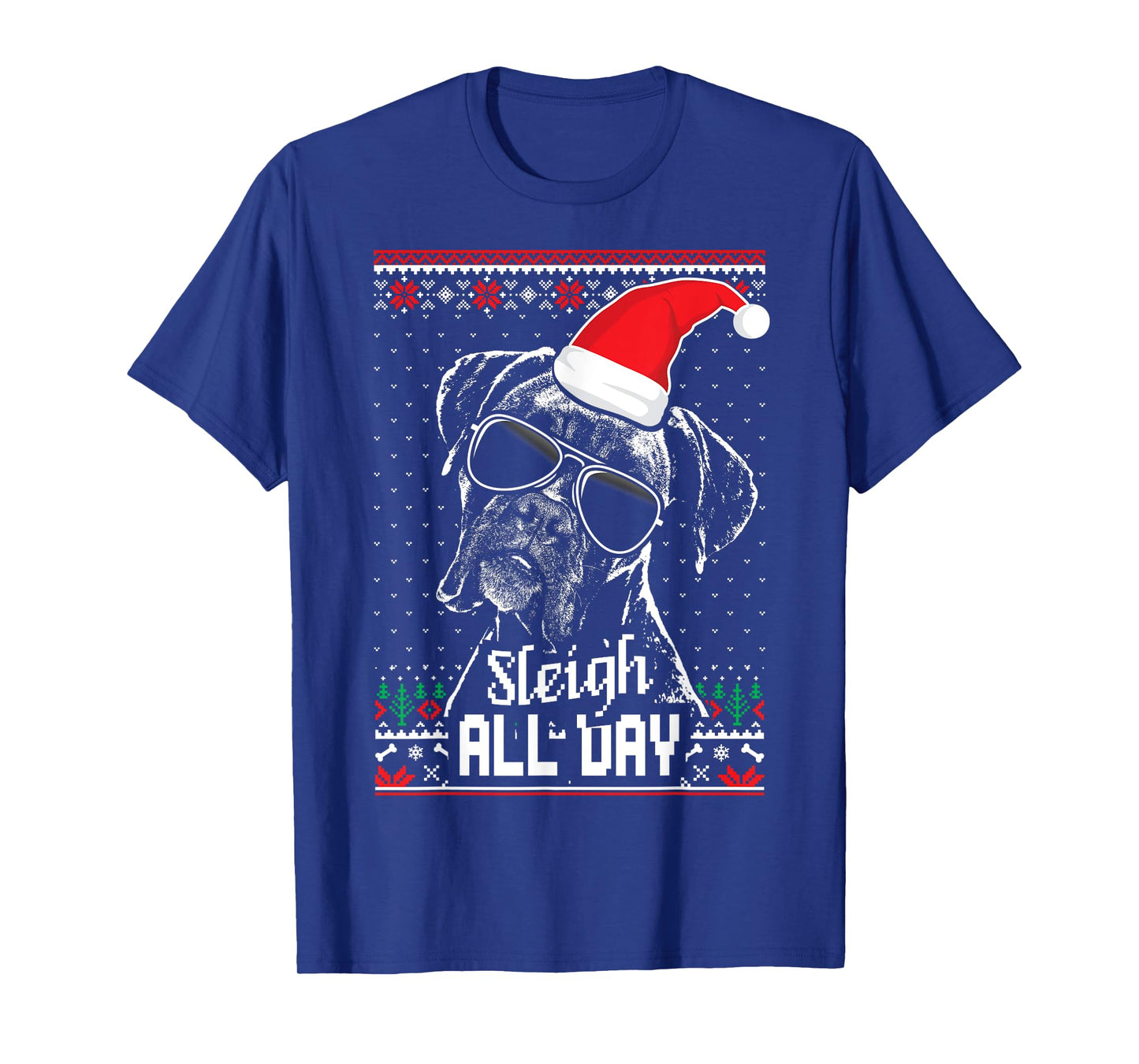Sleigh all Day Funny Boxer Dog Christmas T-Shirt for Men Women