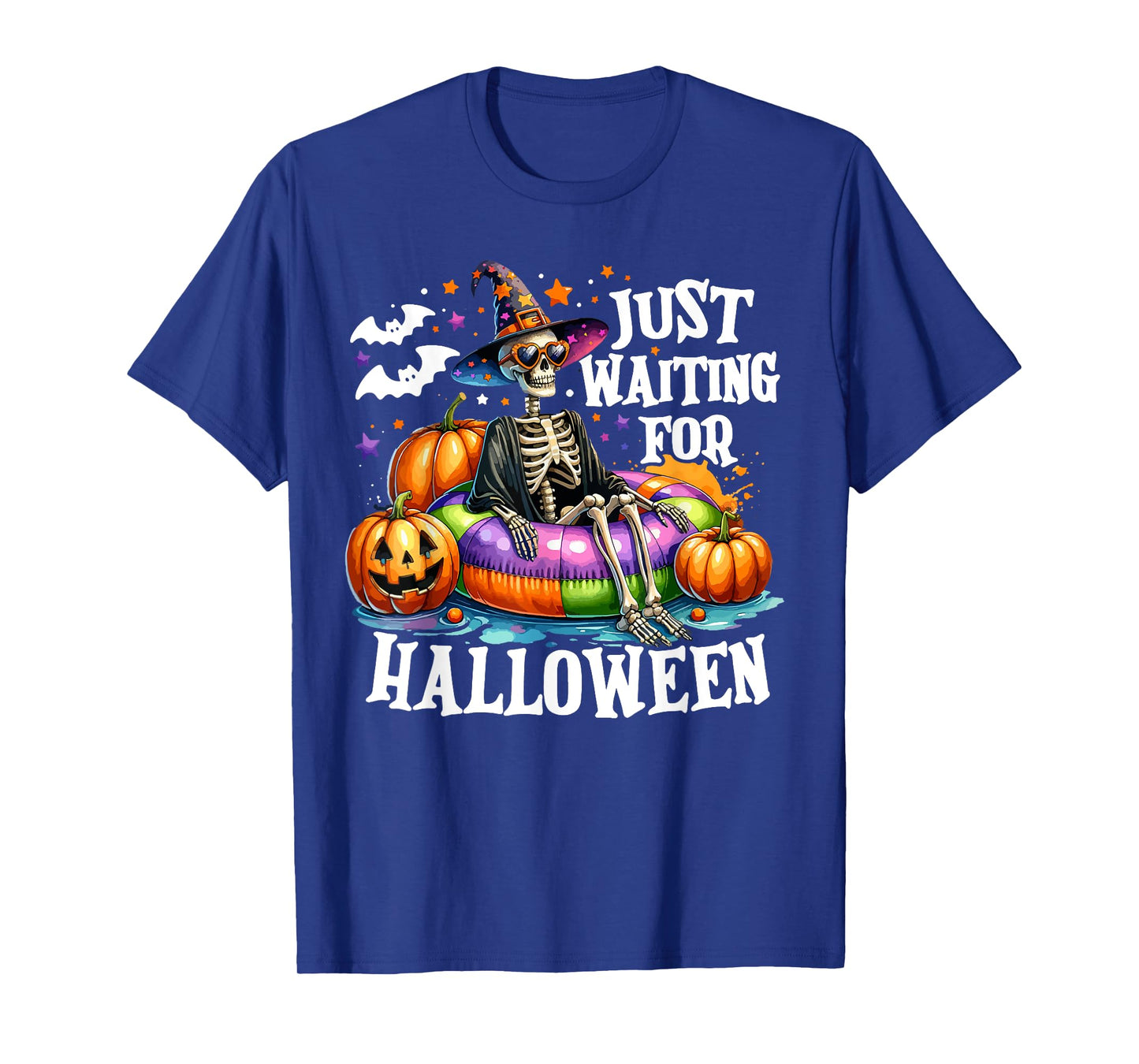 Just Waiting For Halloween Spooky Skeleton Summer Halloween T-Shirt