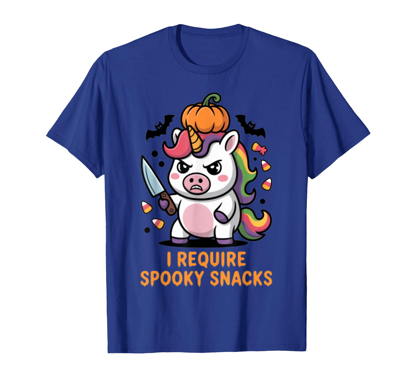 I Require Spooky Snacks Angry Unicorn Halloween T-Shirt