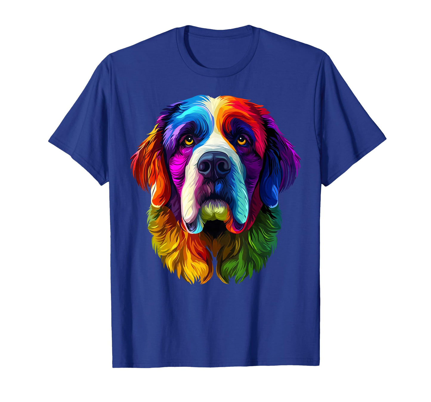 Colorful Saint Bernard Face Cute Dog Lover Men Women Black T-Shirt
