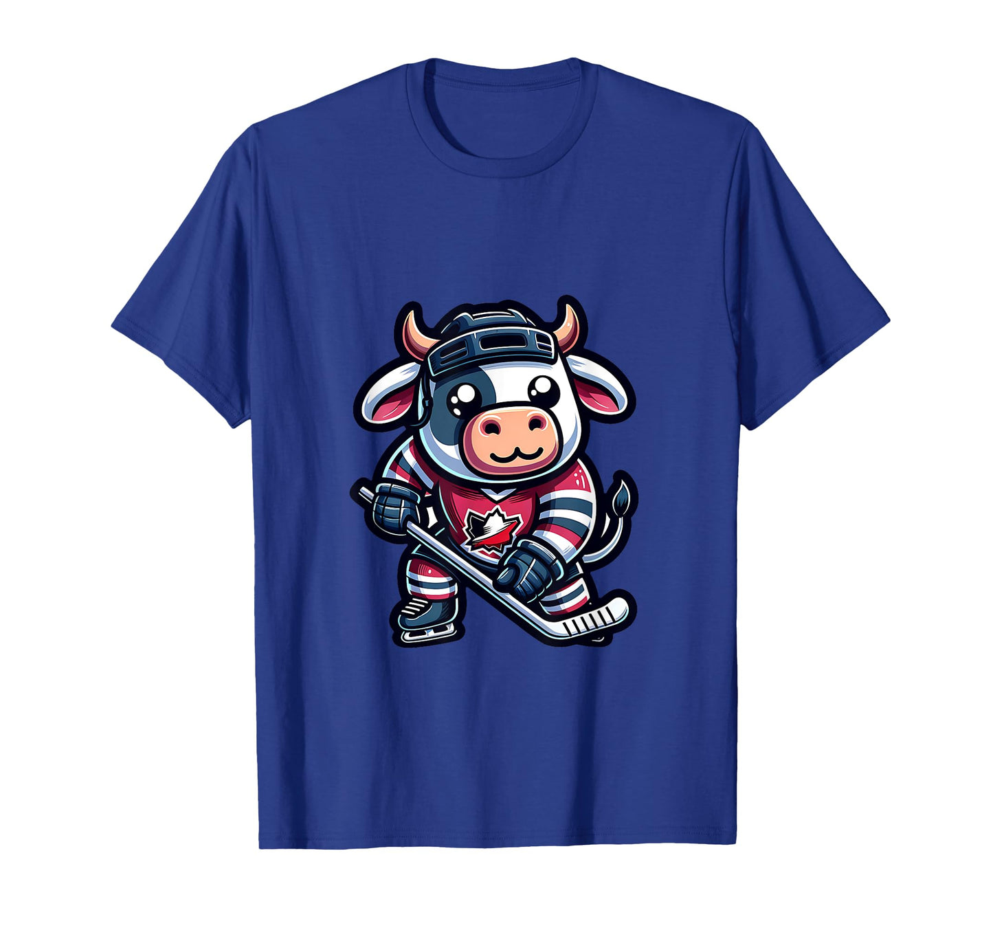 Ice Hockey Cow With Maple Leaf Jersey T-Shirt