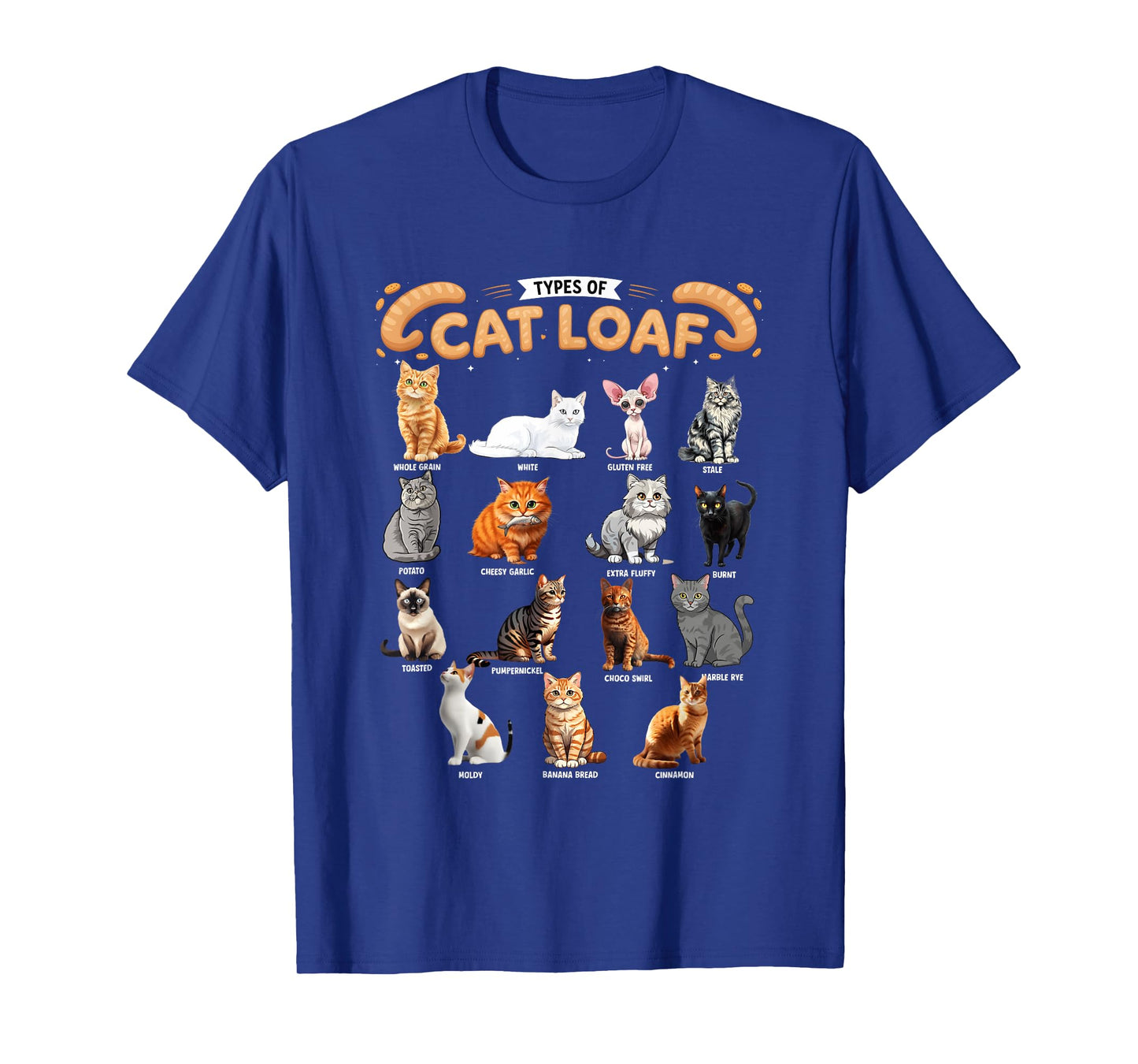 Types of Cats Loaf Illustrated Adorable Kitty Bread Cat T-Shirt