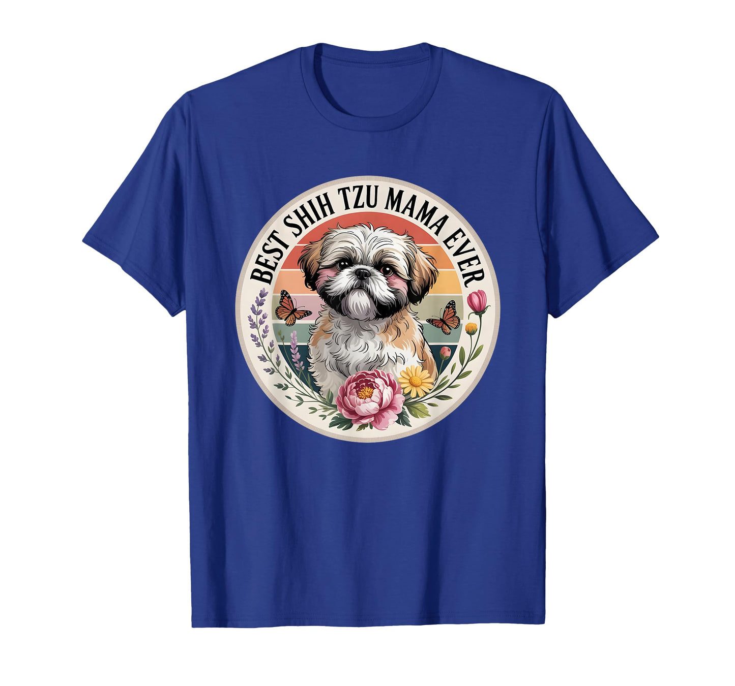 Best Shih tzu mom Ever Retro Floral Shih tzu Graphic Women T-Shirt